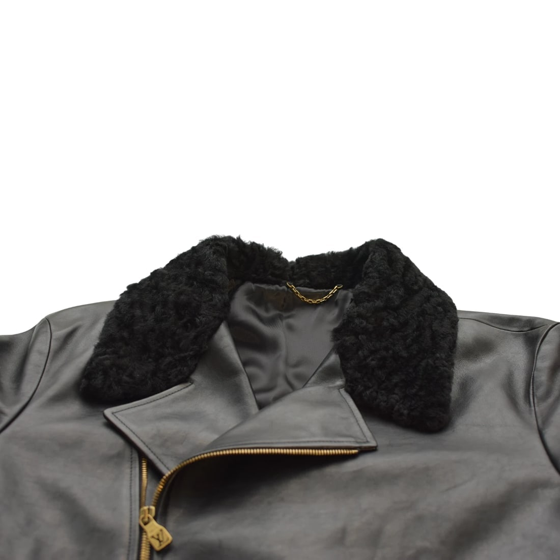 Louis Vuitton 1AGJEO Shearling Collar Evening Black Leather Biker Jacket 5 700€ - 9