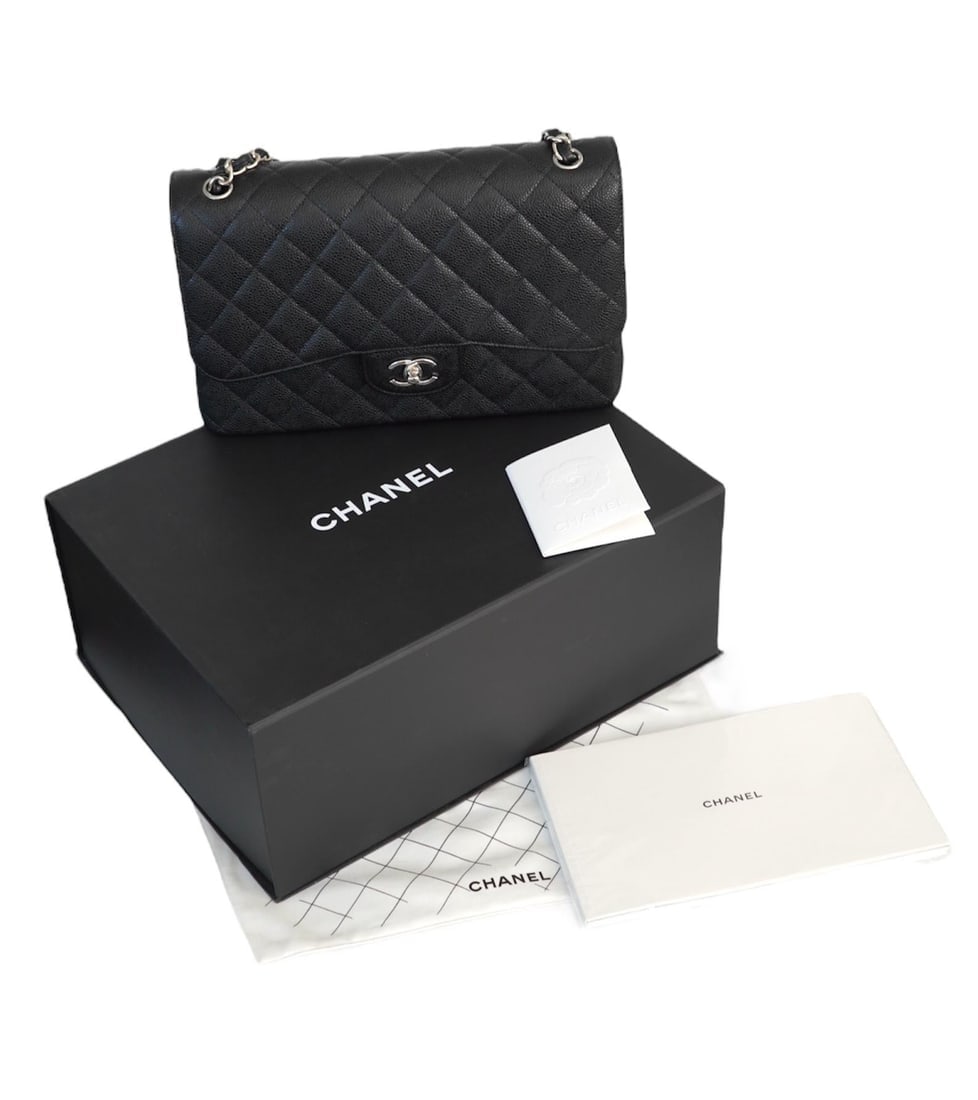Chanel Jumbo Caviar Leather Black Classic Flap Bag - 13