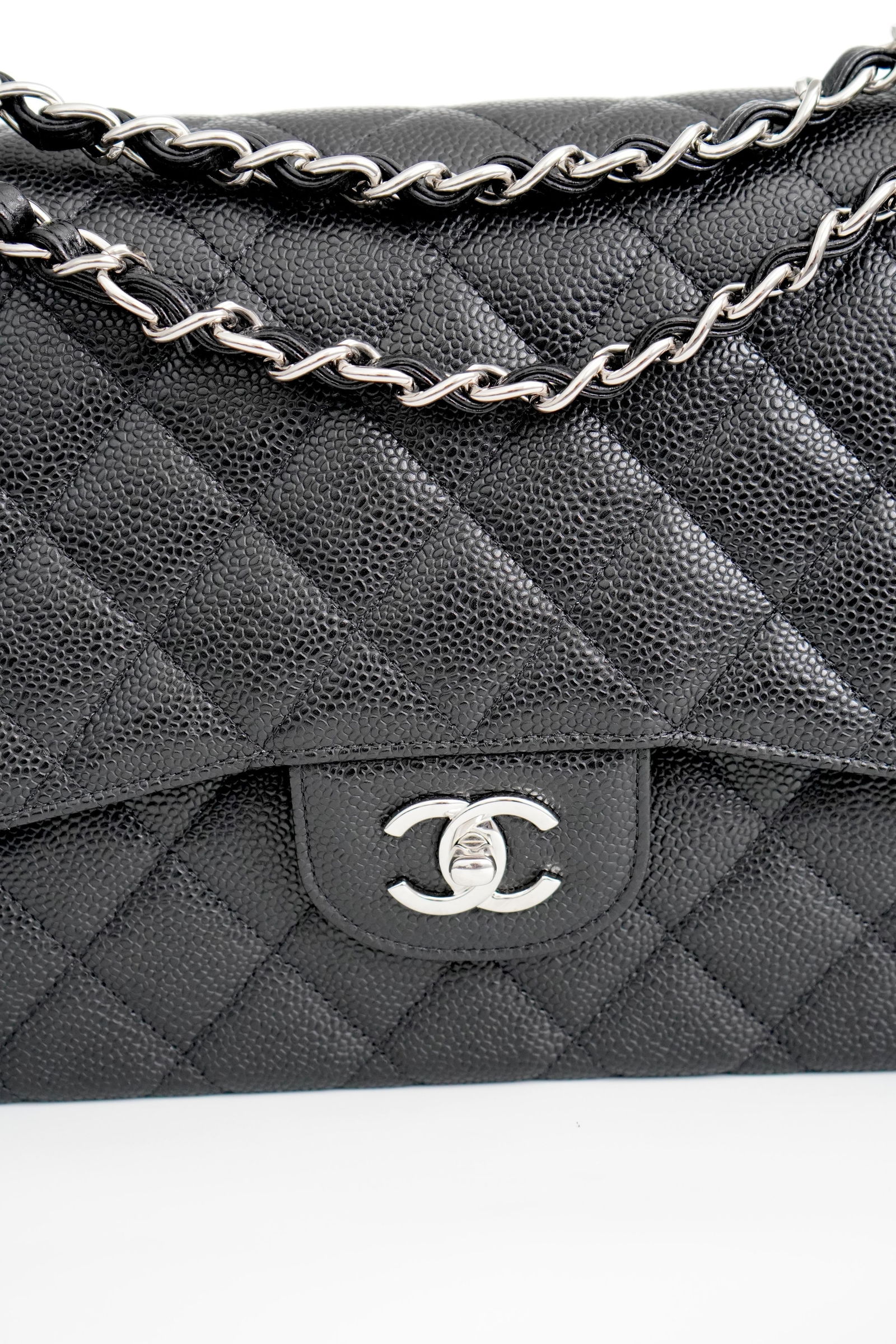 Chanel Jumbo Caviar Leather Black Classic Flap Bag - 14