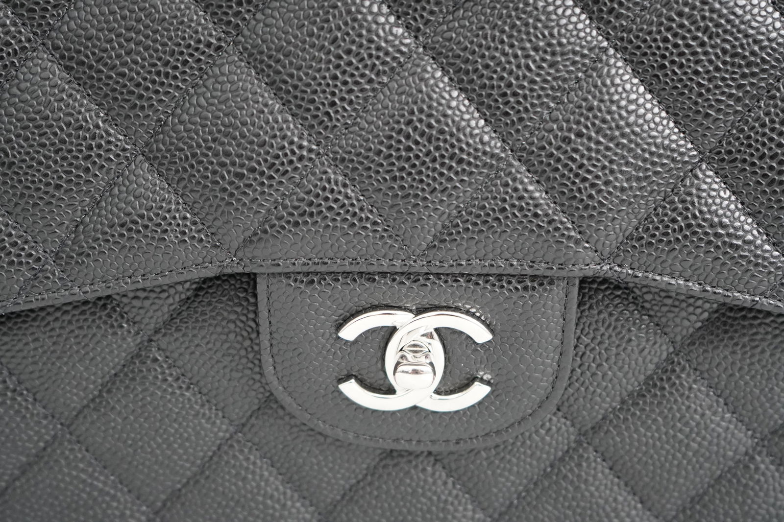 Chanel Jumbo Caviar Leather Black Classic Flap Bag - 15