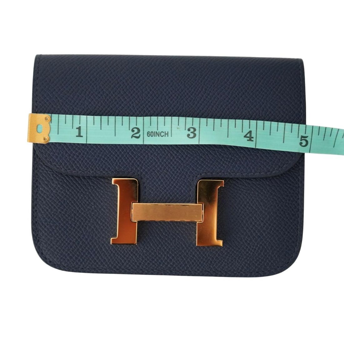 Hermès Constance Belted Wallet in Blue Evercolor Leather with Silk Twilly - 17
