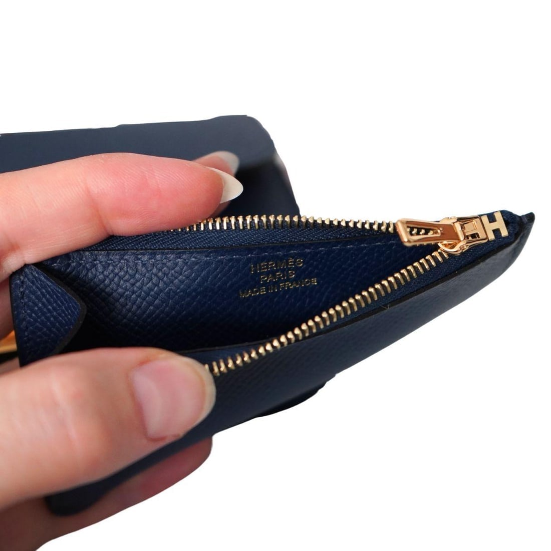 Hermès Constance Belted Wallet in Blue Evercolor Leather with Silk Twilly - 3