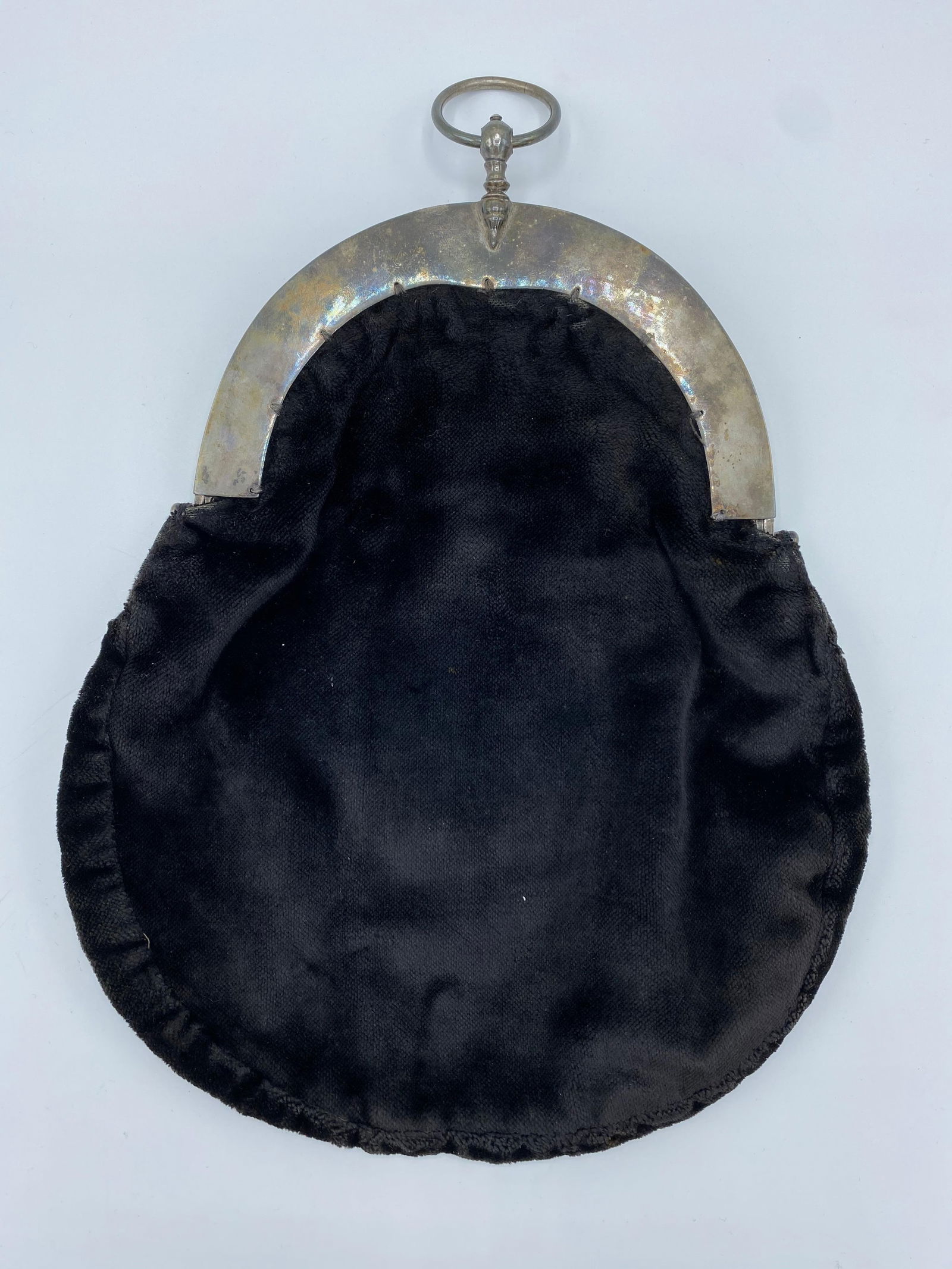 Victorian English Sterling Silver and Brown Velvet Evening Purse - 3