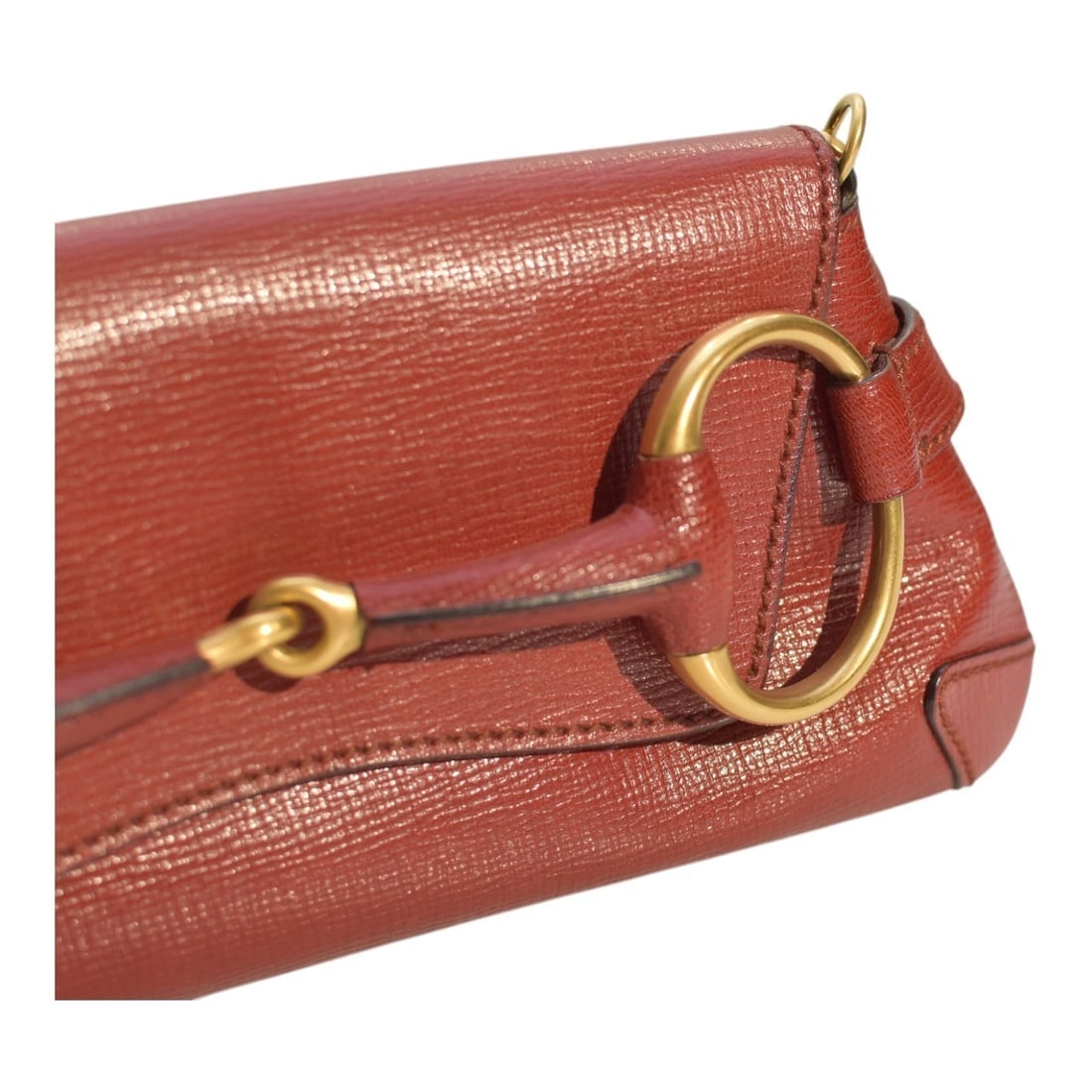 Gucci GG Burgundy leather Horsebit medium clutch /shoulder bag - 11