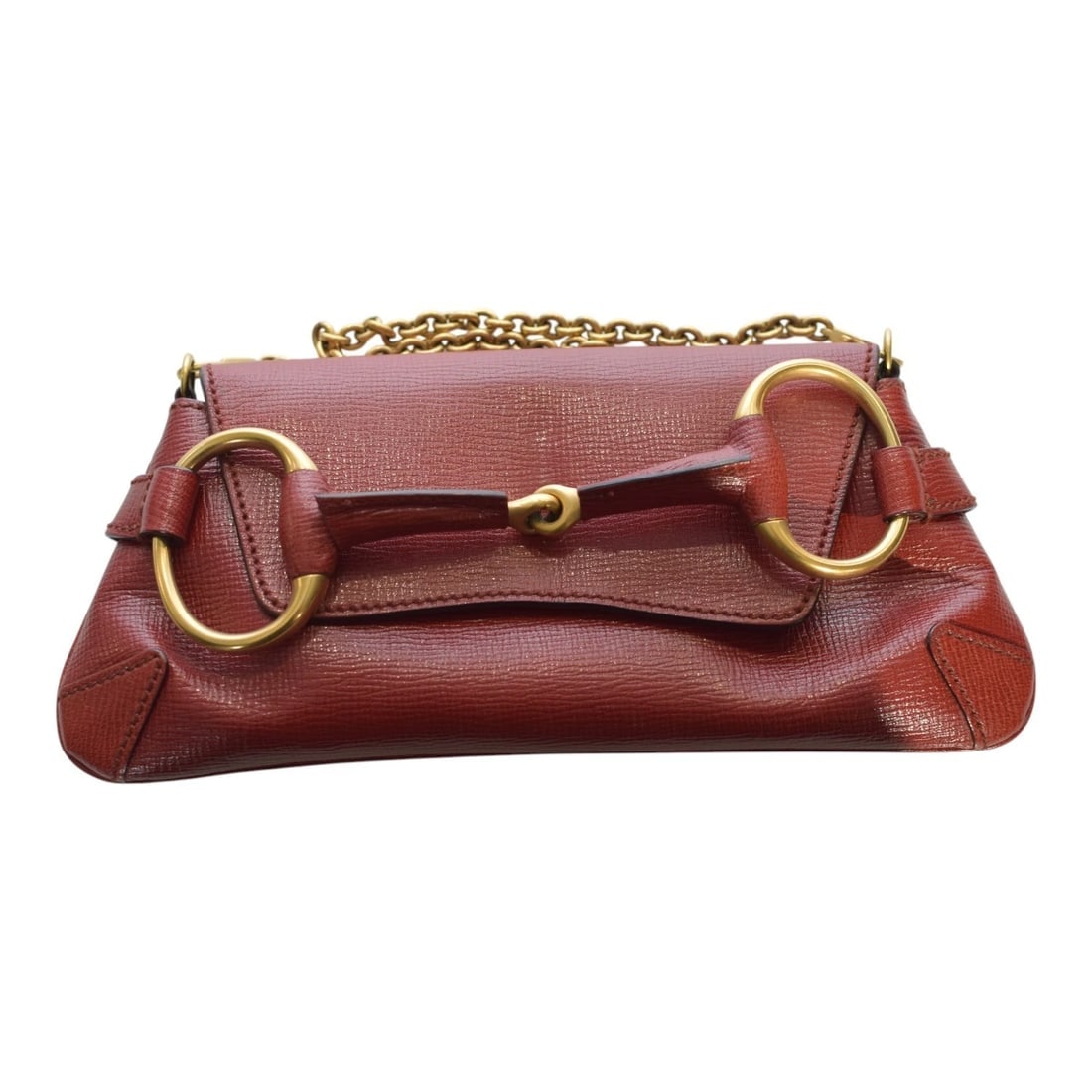 Gucci GG Burgundy leather Horsebit medium clutch /shoulder bag - 8