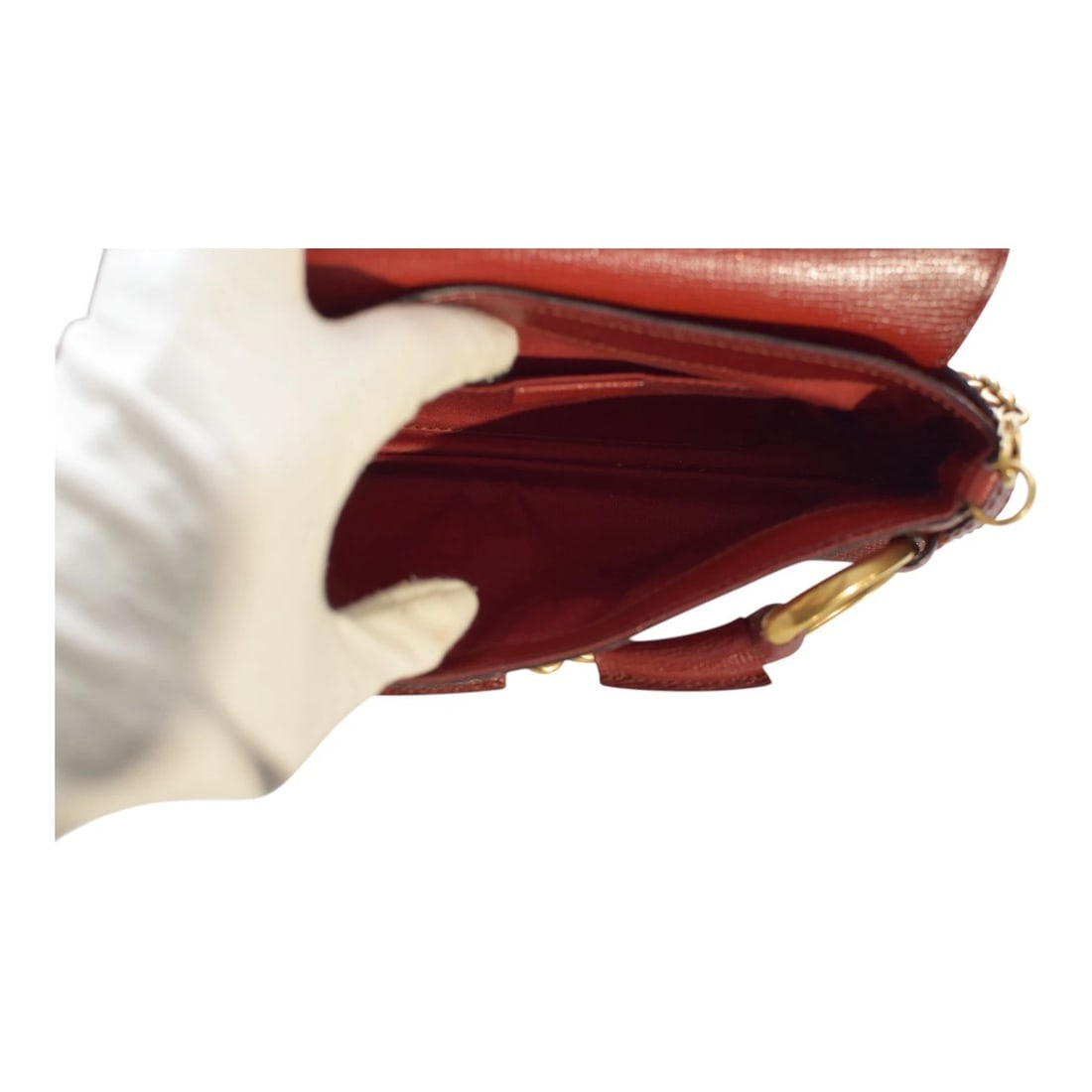 Gucci GG Burgundy leather Horsebit medium clutch /shoulder bag - 9