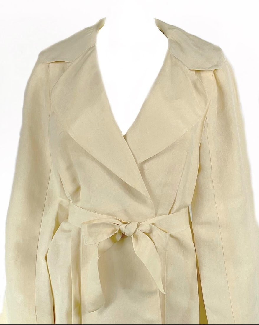 2006 LANVIN Cream/ Ivory Linen Coat Size 40 - 10