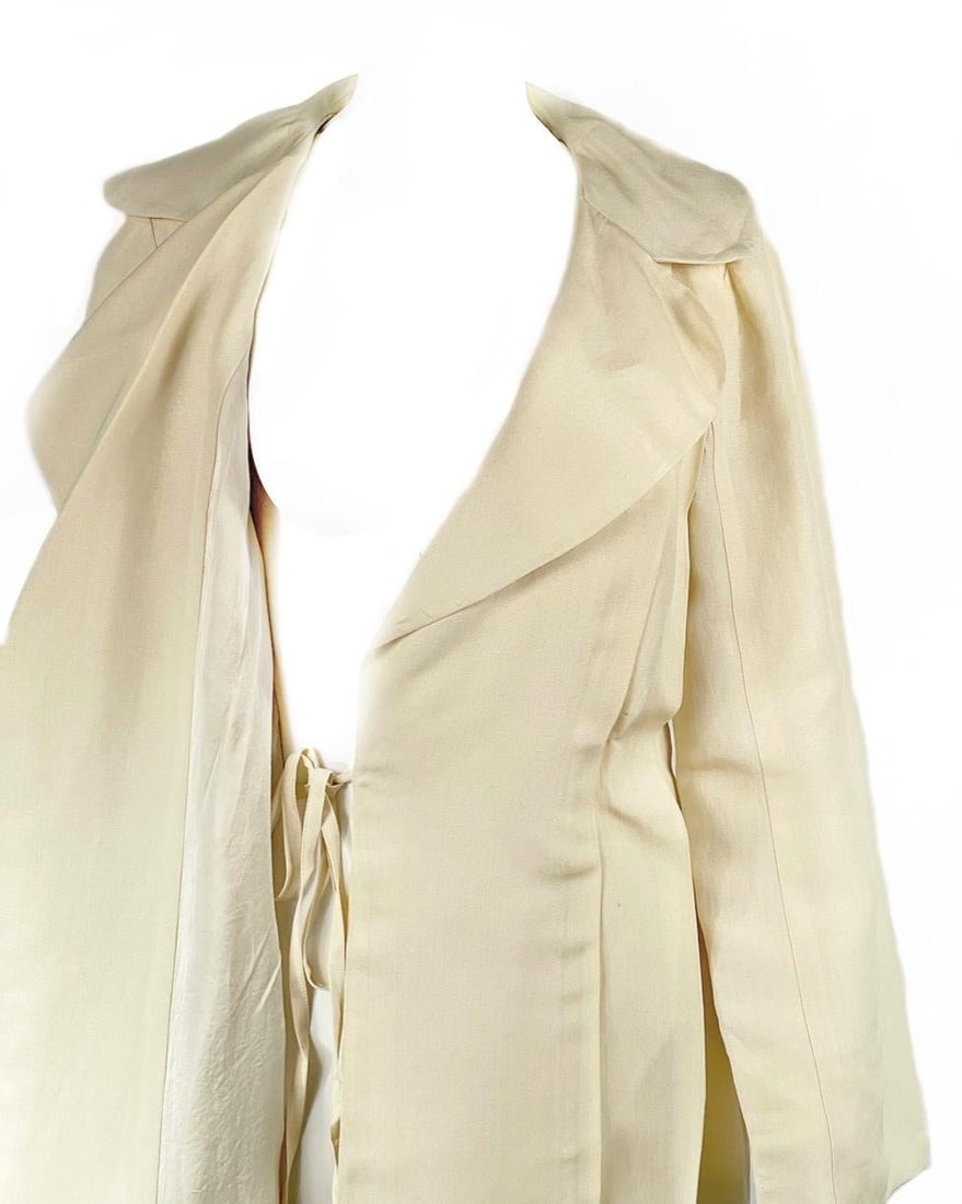 2006 LANVIN Cream/ Ivory Linen Coat Size 40 - 2