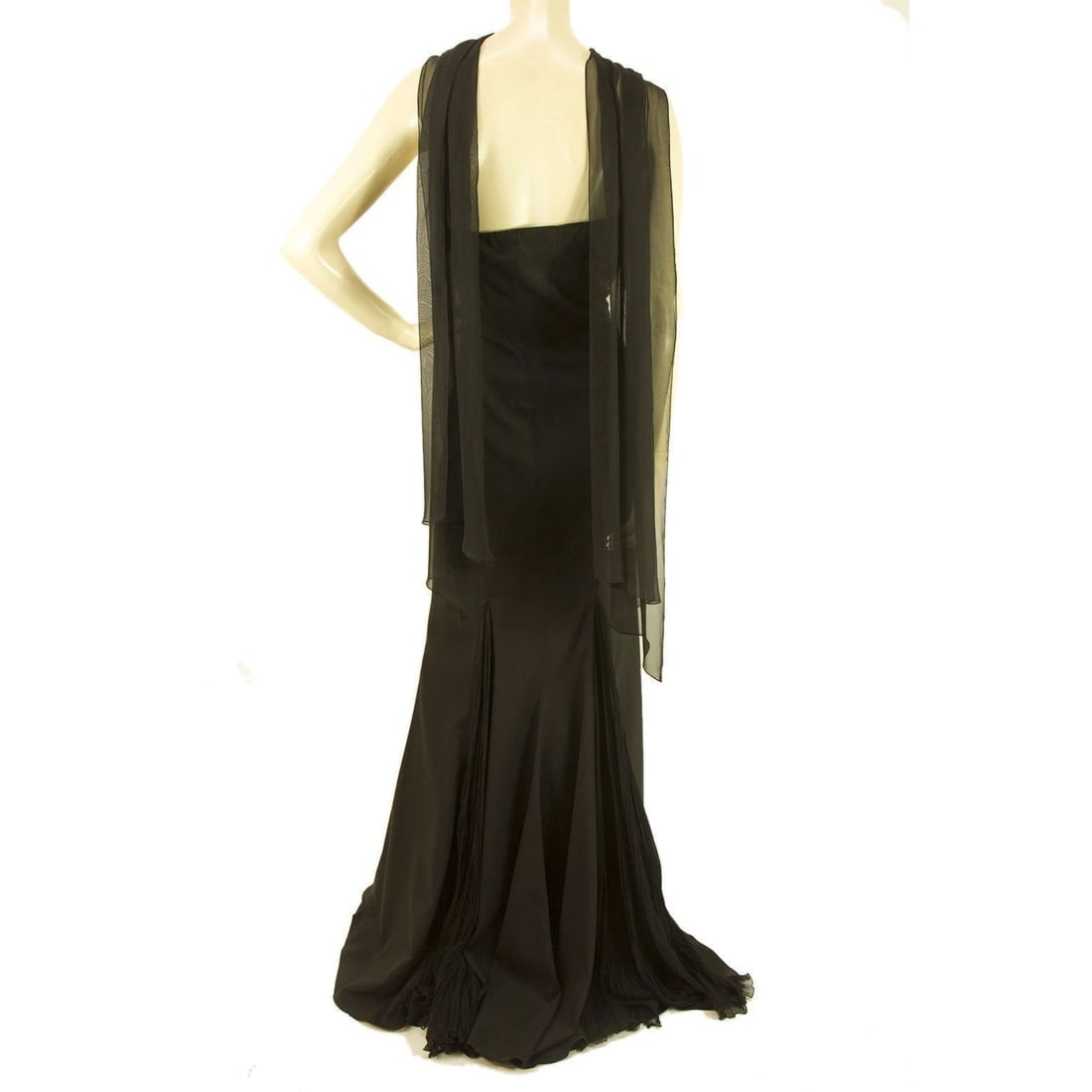 Versace New Black Floor Length Maxi Silk Evening Gown Halter Neck Dress sz 44 - 2