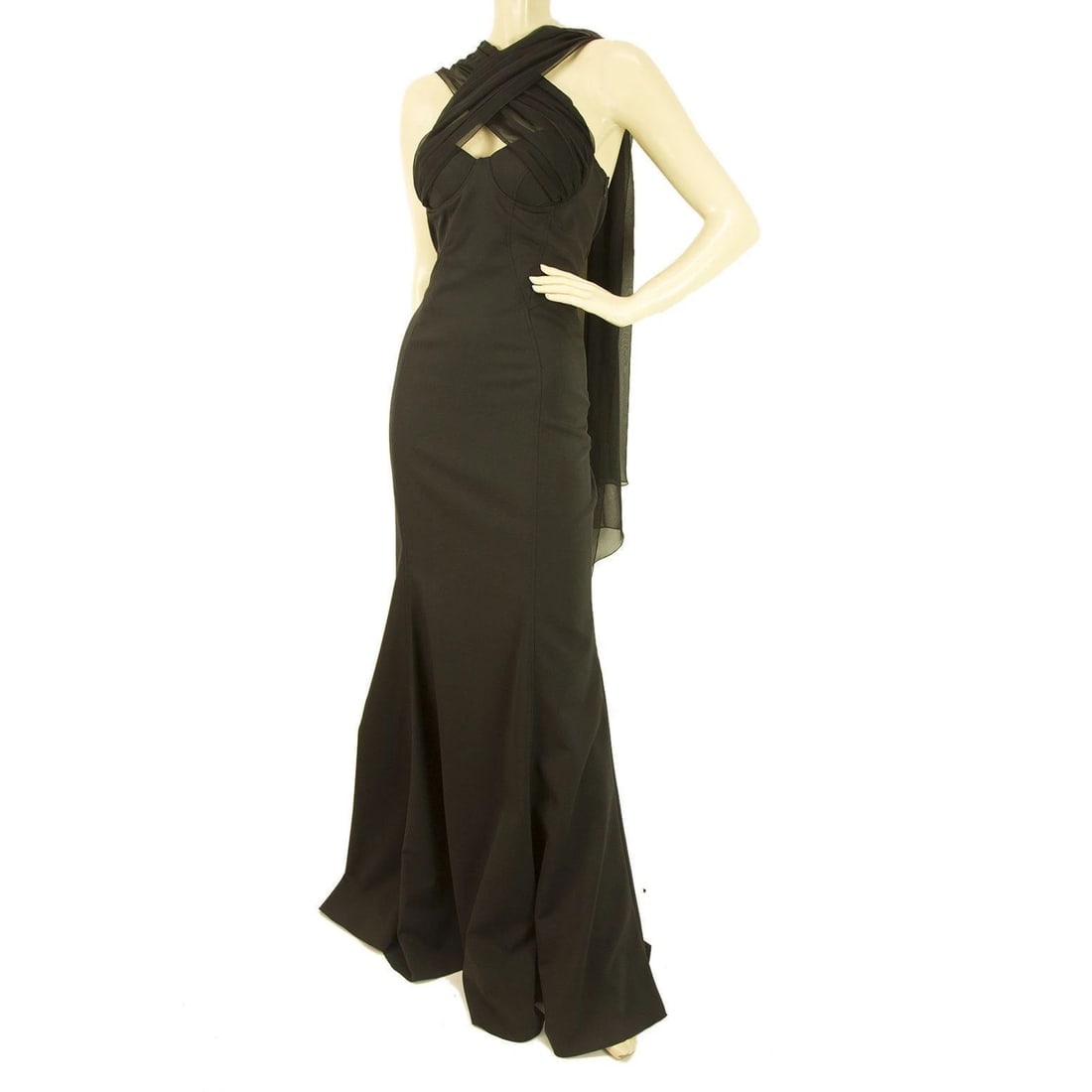 Versace New Black Floor Length Maxi Silk Evening Gown Halter Neck Dress sz 44 - 4