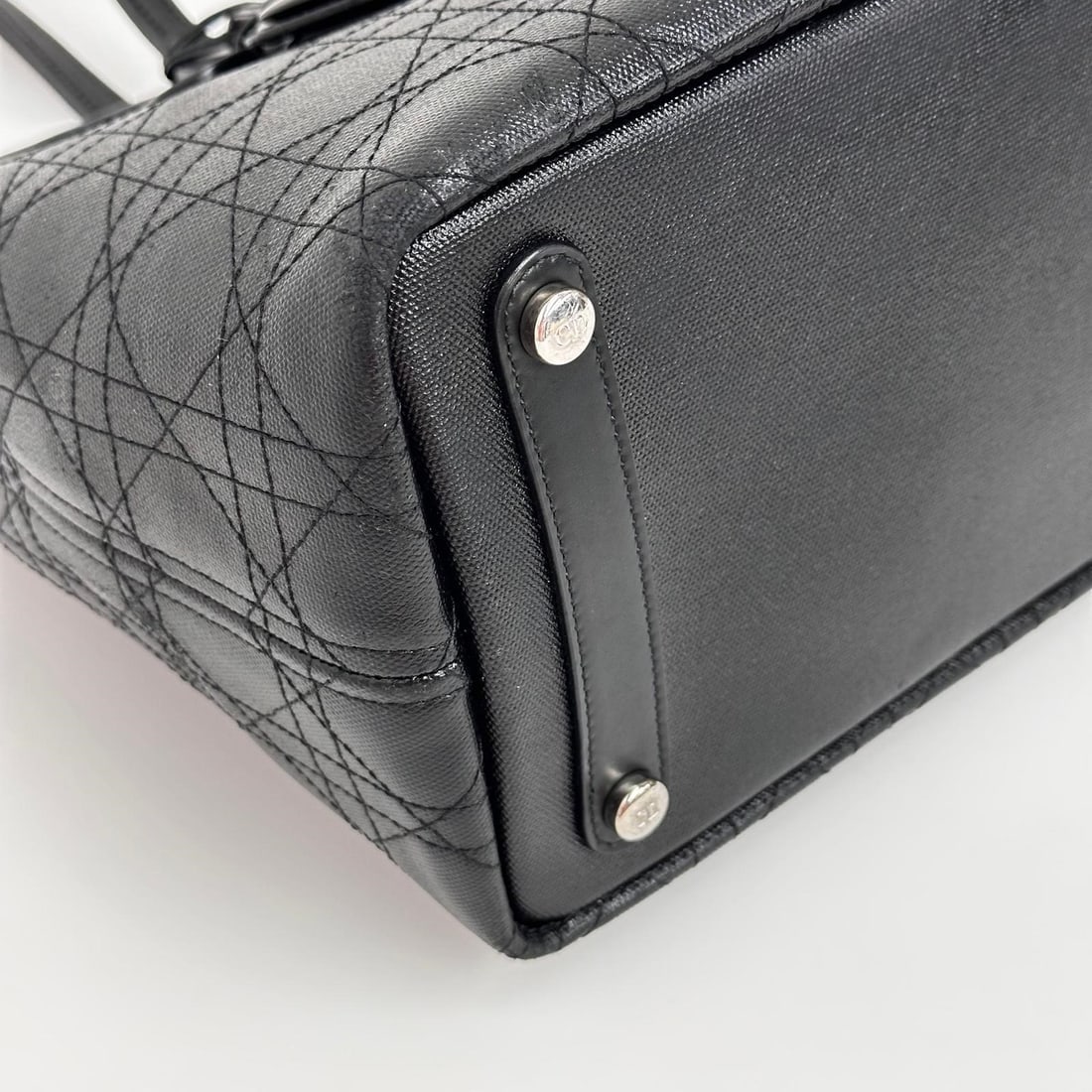 CHRISTIAN DIOR Panarea Tote in Black Cannage Coated Canvas Tone on Tone - 6