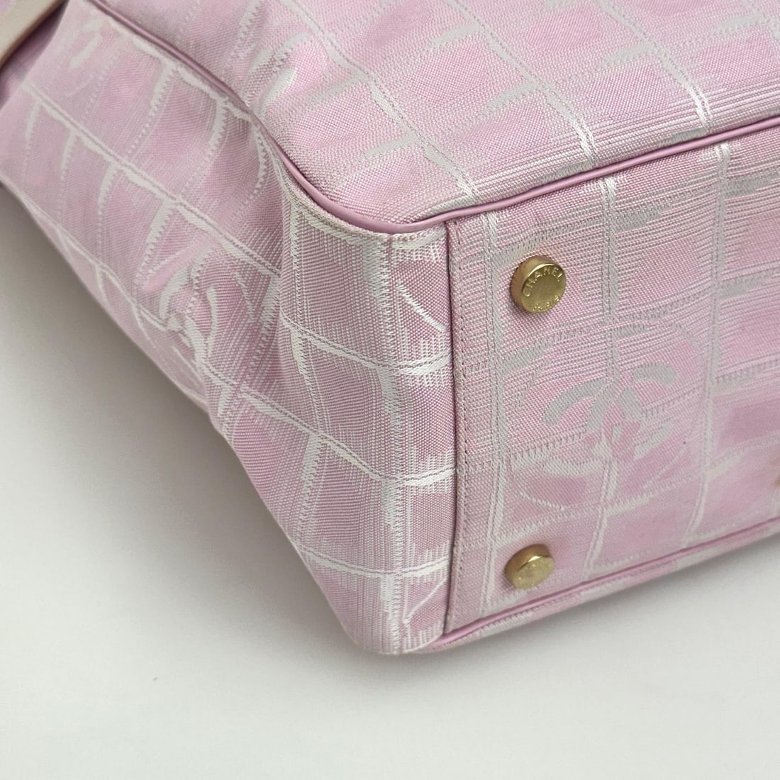 CHANEL Travel Line Shopper Bag in Pink Jacquard - 9