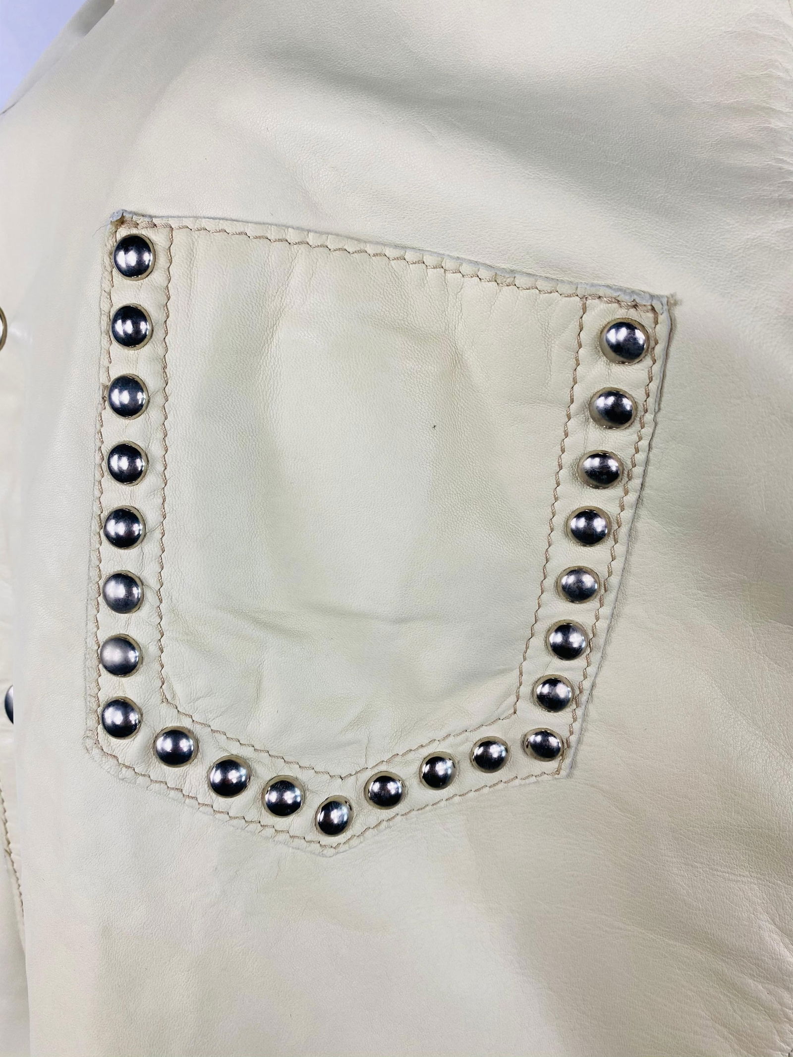 Dolce and Gabbana Cream Leather Button Down Vest, With Tags - 10