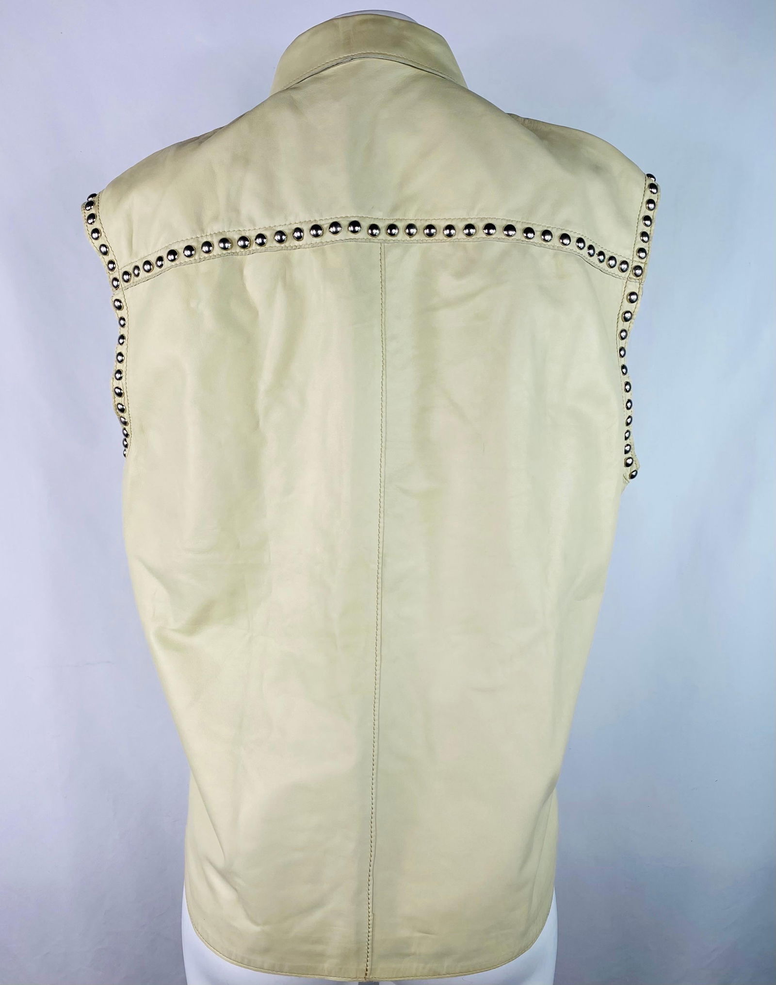 Dolce and Gabbana Cream Leather Button Down Vest, With Tags - 19