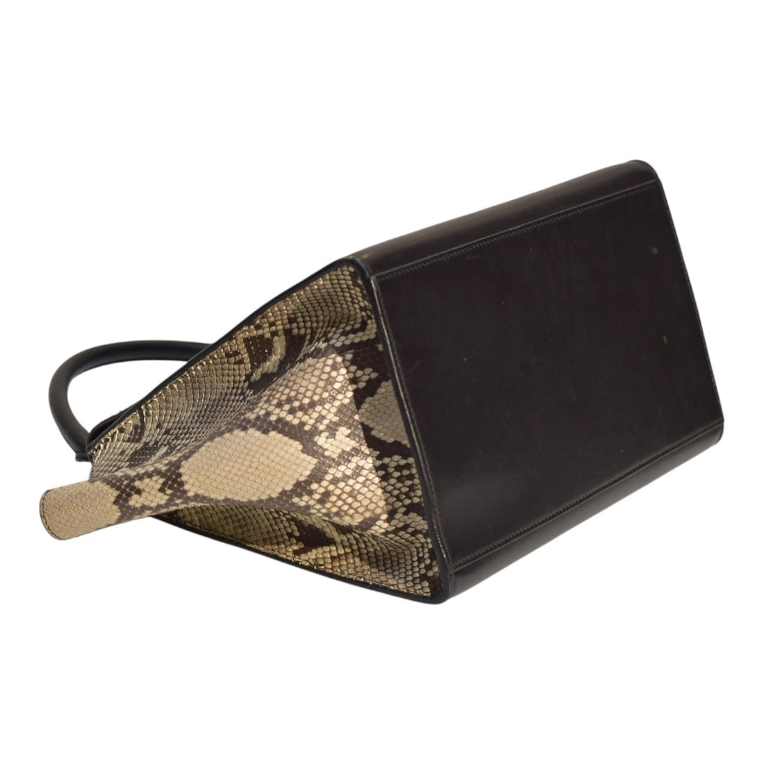 Céline Trapeze Snake & Leather Top Handle Shoulder Bag Burgundy Black Natural - 6