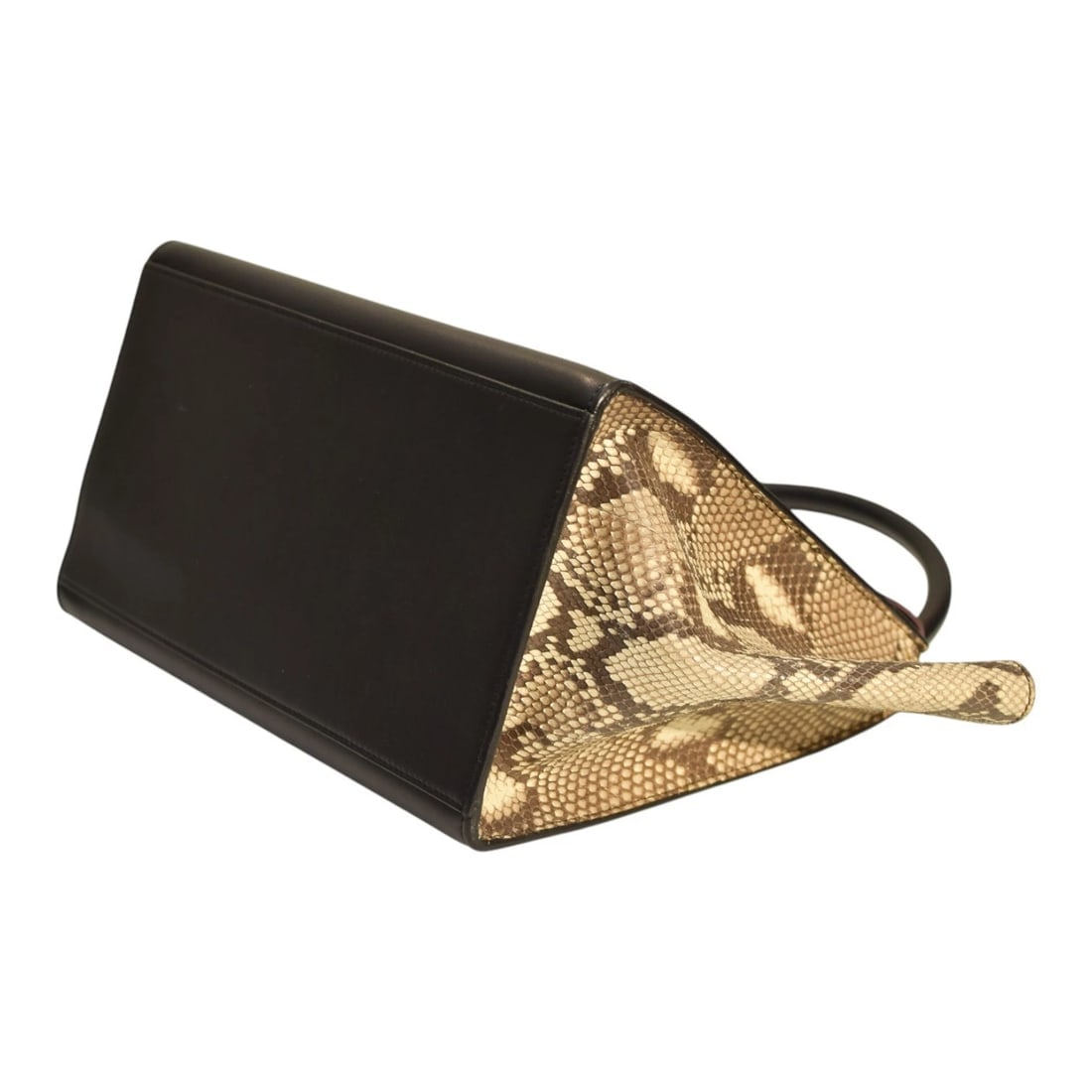 Céline Trapeze Snake & Leather Top Handle Shoulder Bag Burgundy Black Natural - 7