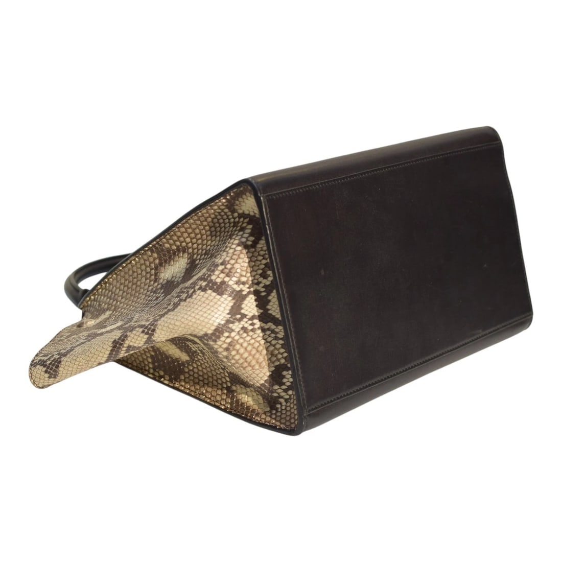 Céline Trapeze Snake & Leather Top Handle Shoulder Bag Burgundy Black Natural - 8