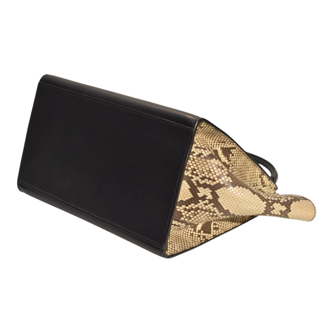 Céline Trapeze Snake & Leather Top Handle Shoulder Bag Burgundy Black Natural - 9