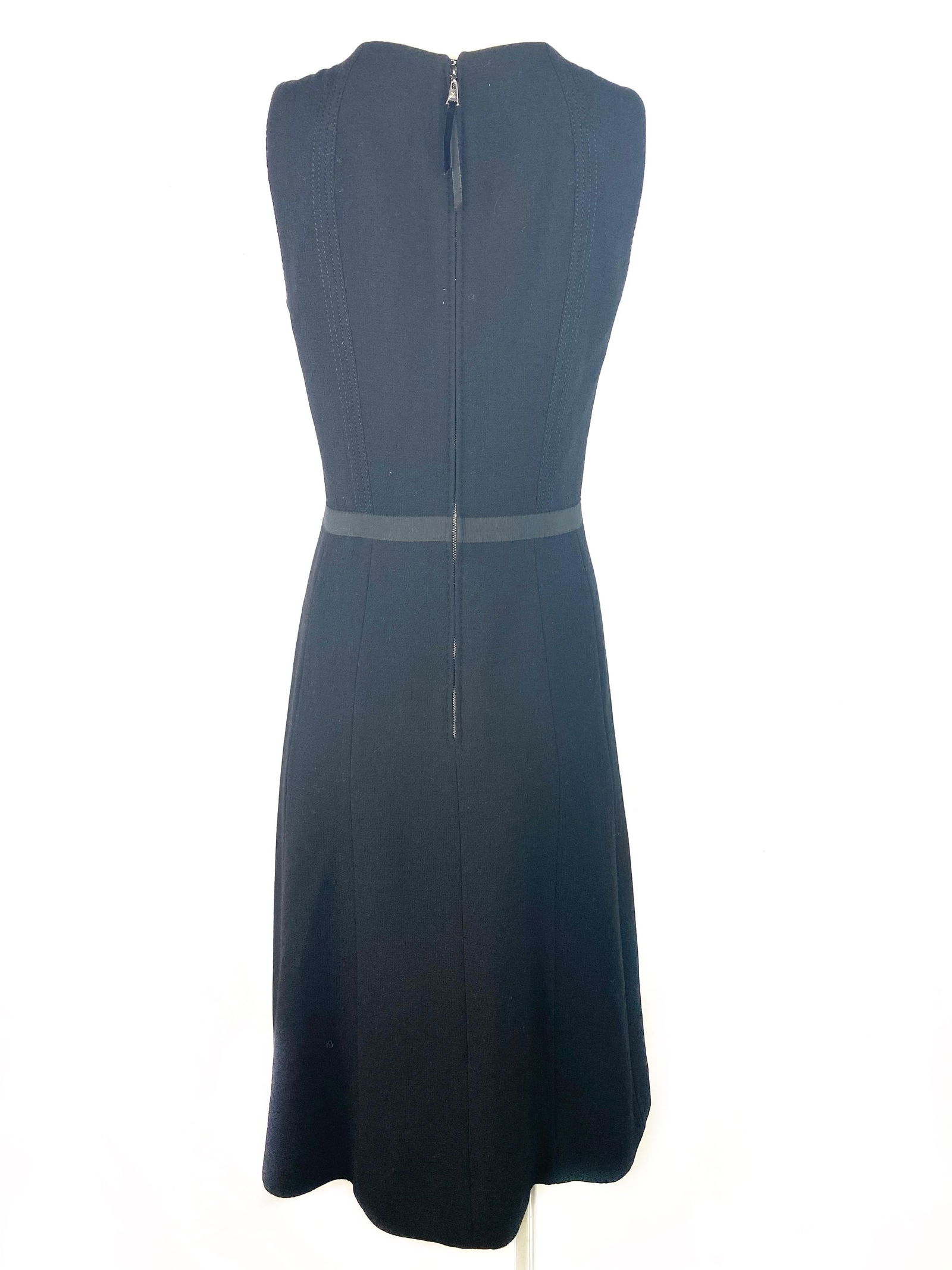 Louis Vuitton Black Wool Midi Dress, Size 40 - 4