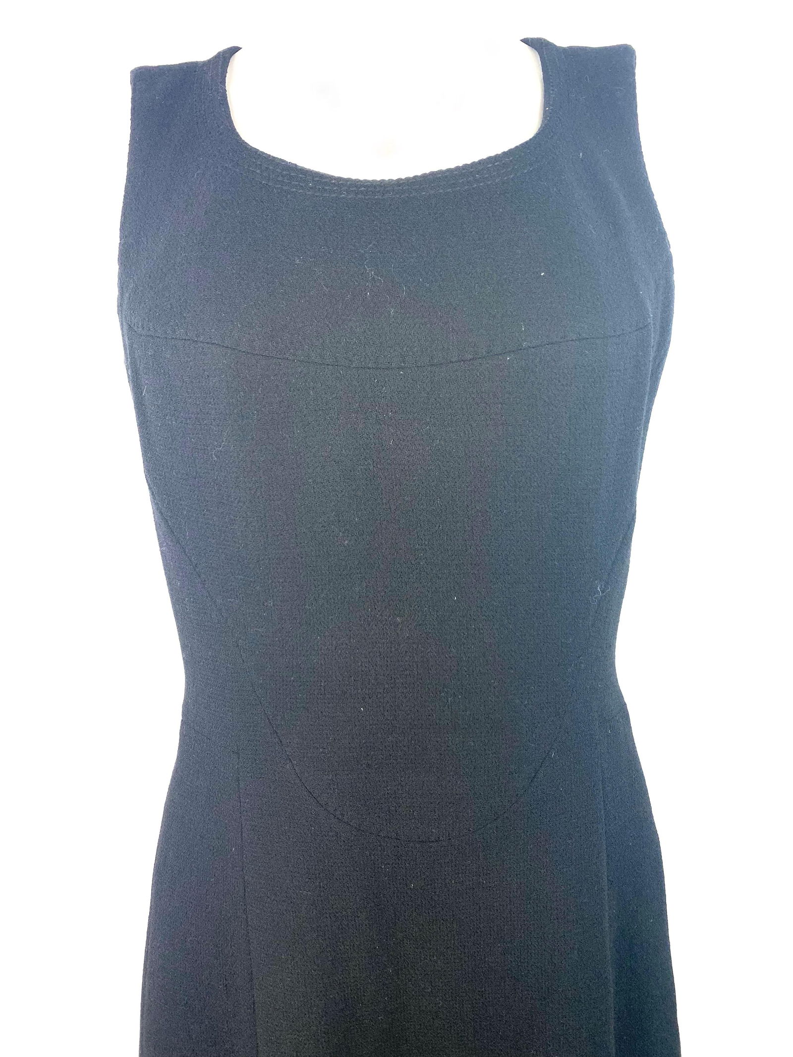 Louis Vuitton Black Wool Midi Dress, Size 40 - 8