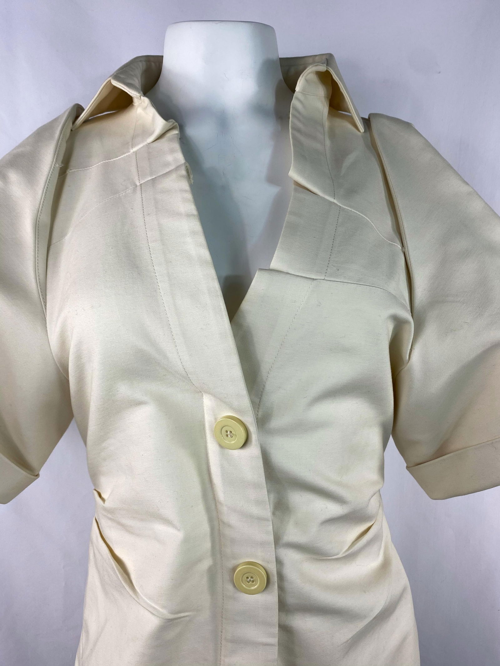 Jacquemus Cream, Ivory Cotton Shirt Top, Size 40 - 8