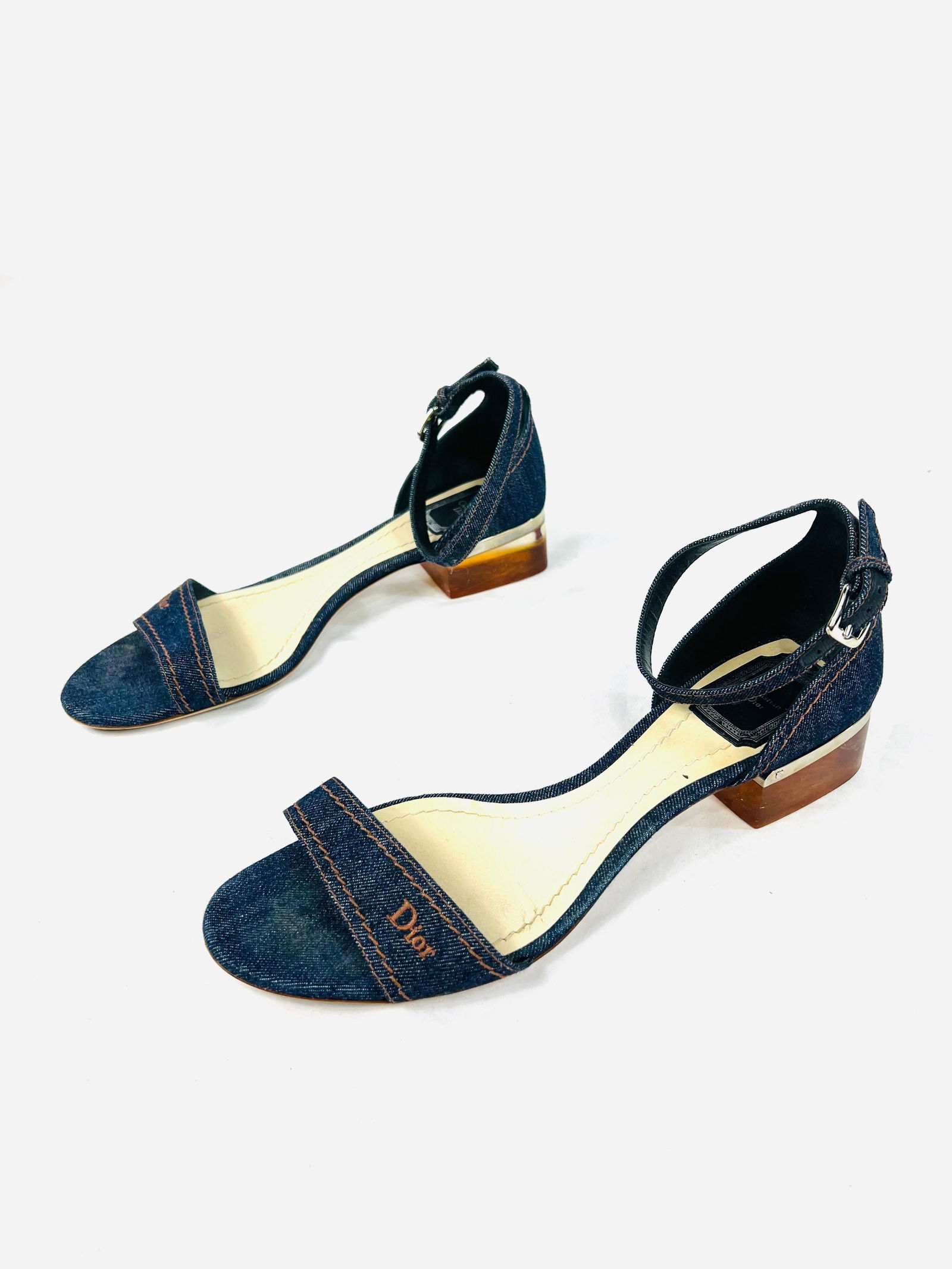 Christian Dior Denim Low Heel Sandals, Size 40 - 18