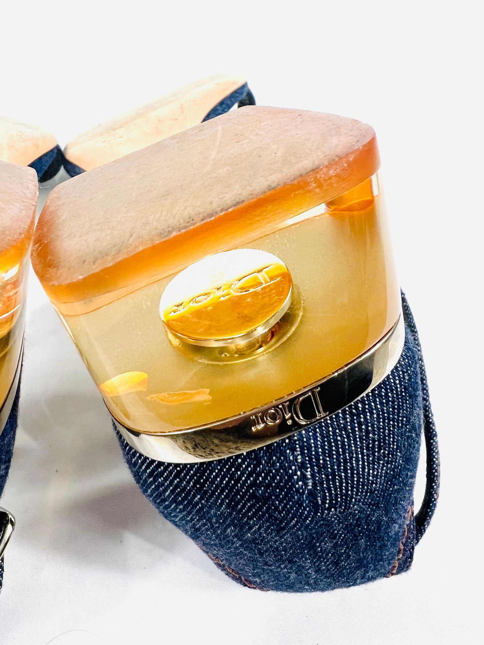 Christian Dior Denim Low Heel Sandals, Size 40 - 5