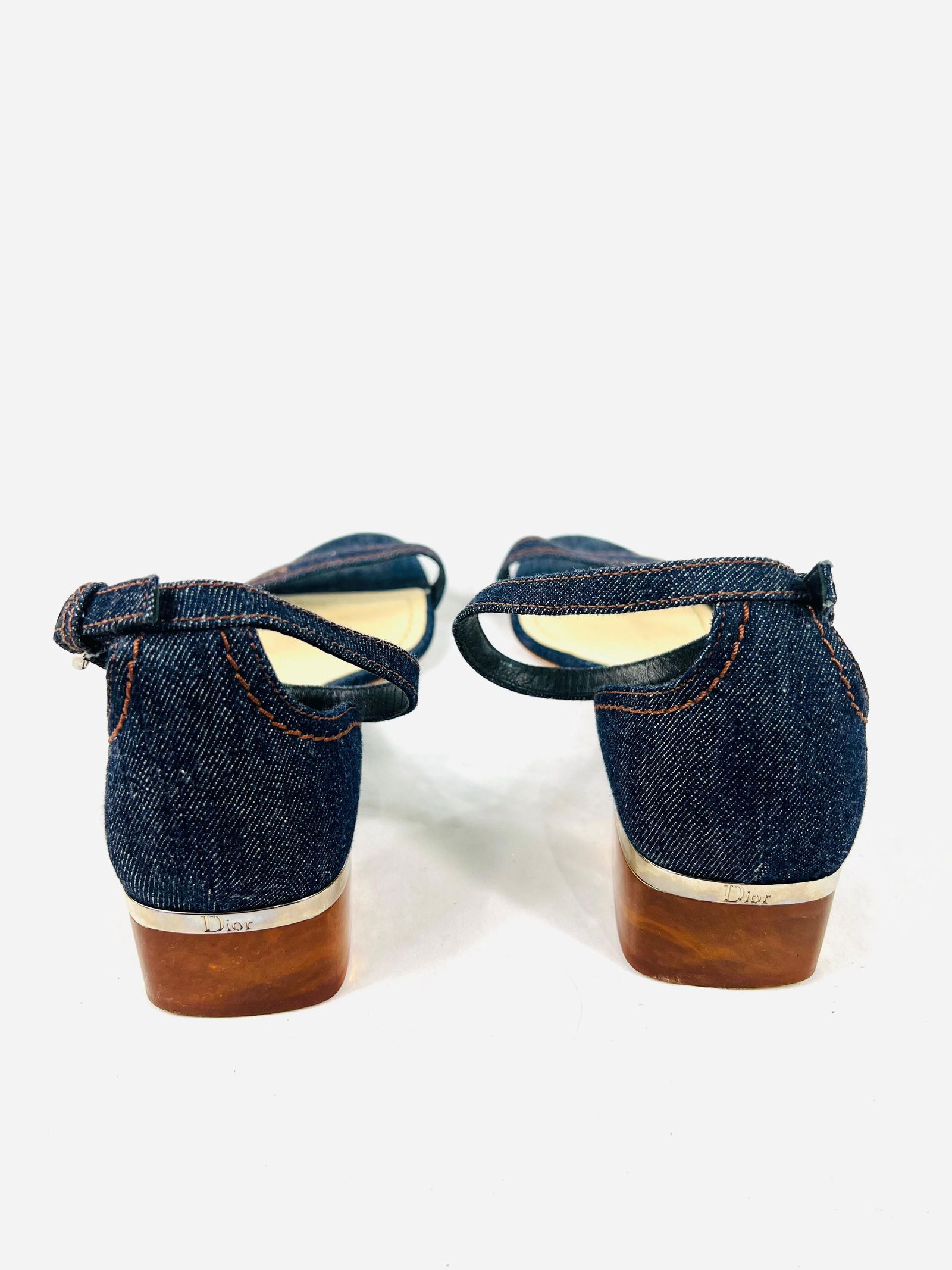 Christian Dior Denim Low Heel Sandals, Size 40 - 9
