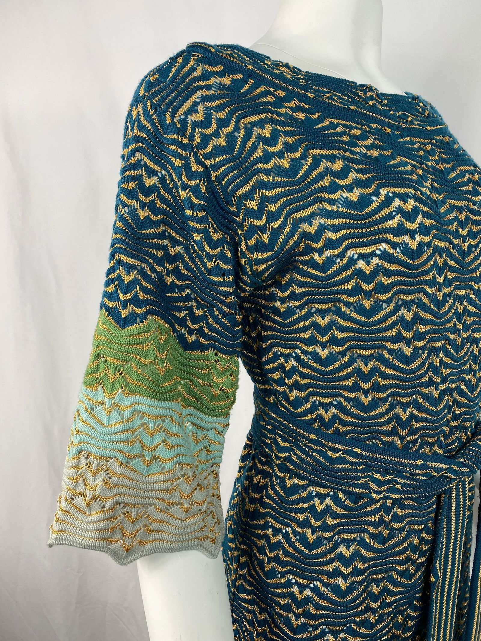 Missoni Multi Color Knit Mini Dress w/ Belt - 2