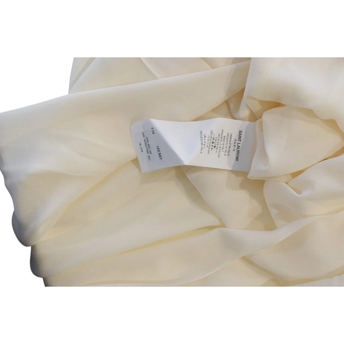 Saint Laurent Paris Ivory Silk Draped Gown Evening Maxi Dress FR 38 / S plunging - 11