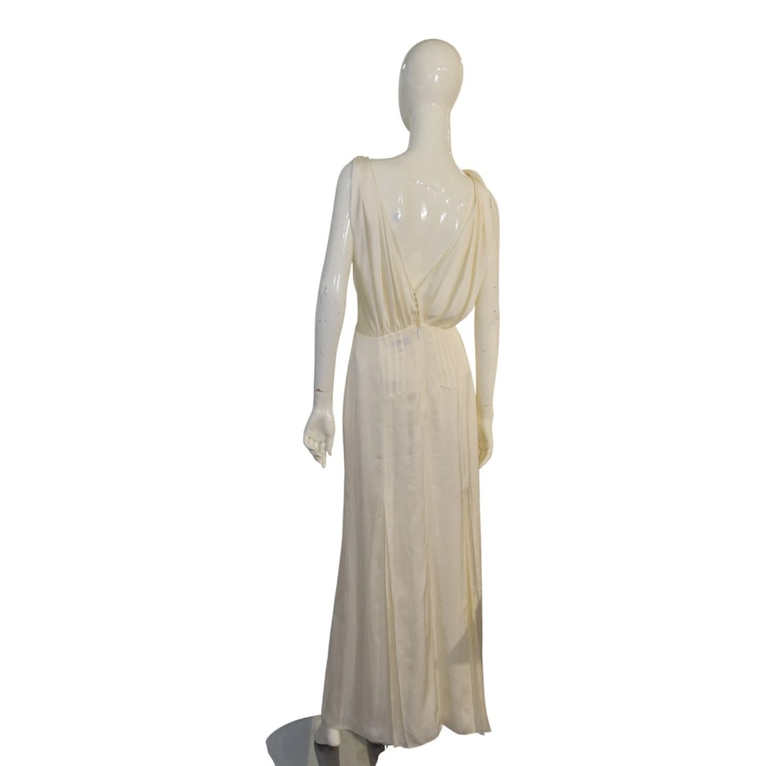 Saint Laurent Paris Ivory Silk Draped Gown Evening Maxi Dress FR 38 / S plunging - 4