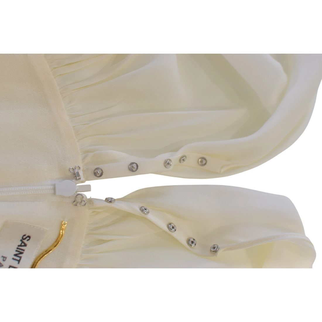 Saint Laurent Paris Ivory Silk Draped Gown Evening Maxi Dress FR 38 / S plunging - 6