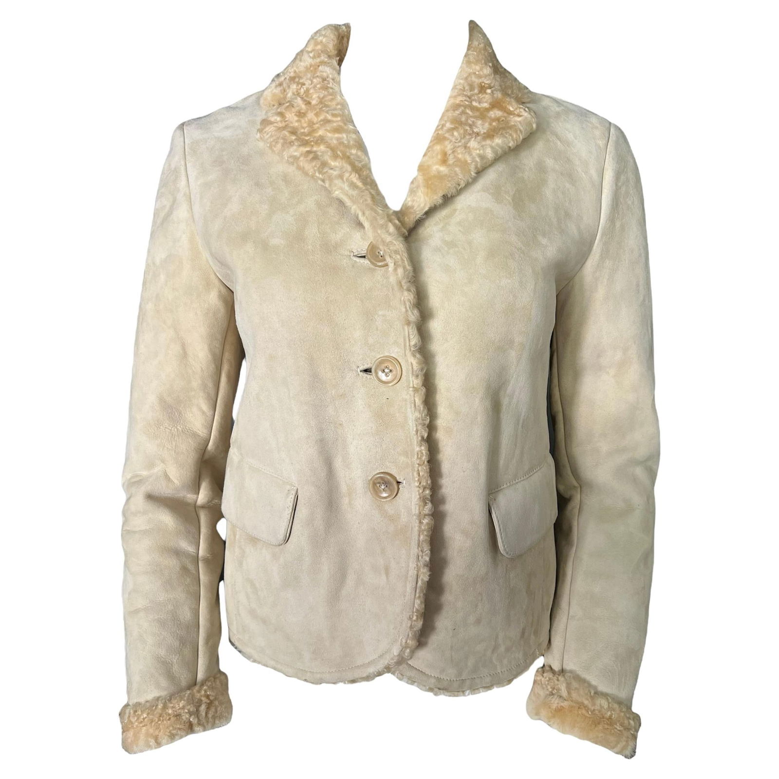 Jil Sandler Beige Suede & Fur Jacket, Size 36 (1 of 18)