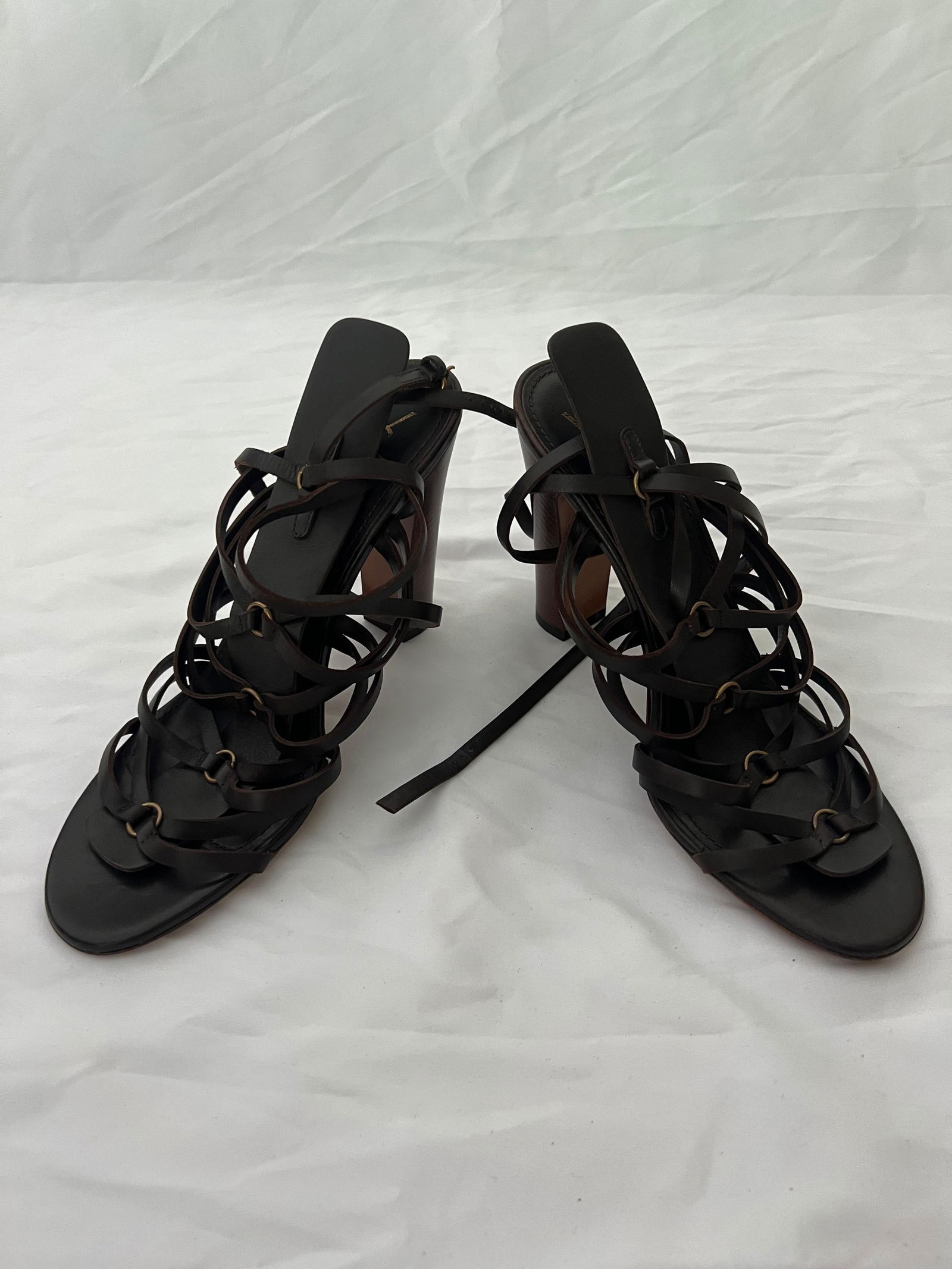 Yves Saint Laurent Rive Gauche Brown Leather Sandals, Size 41 - 15