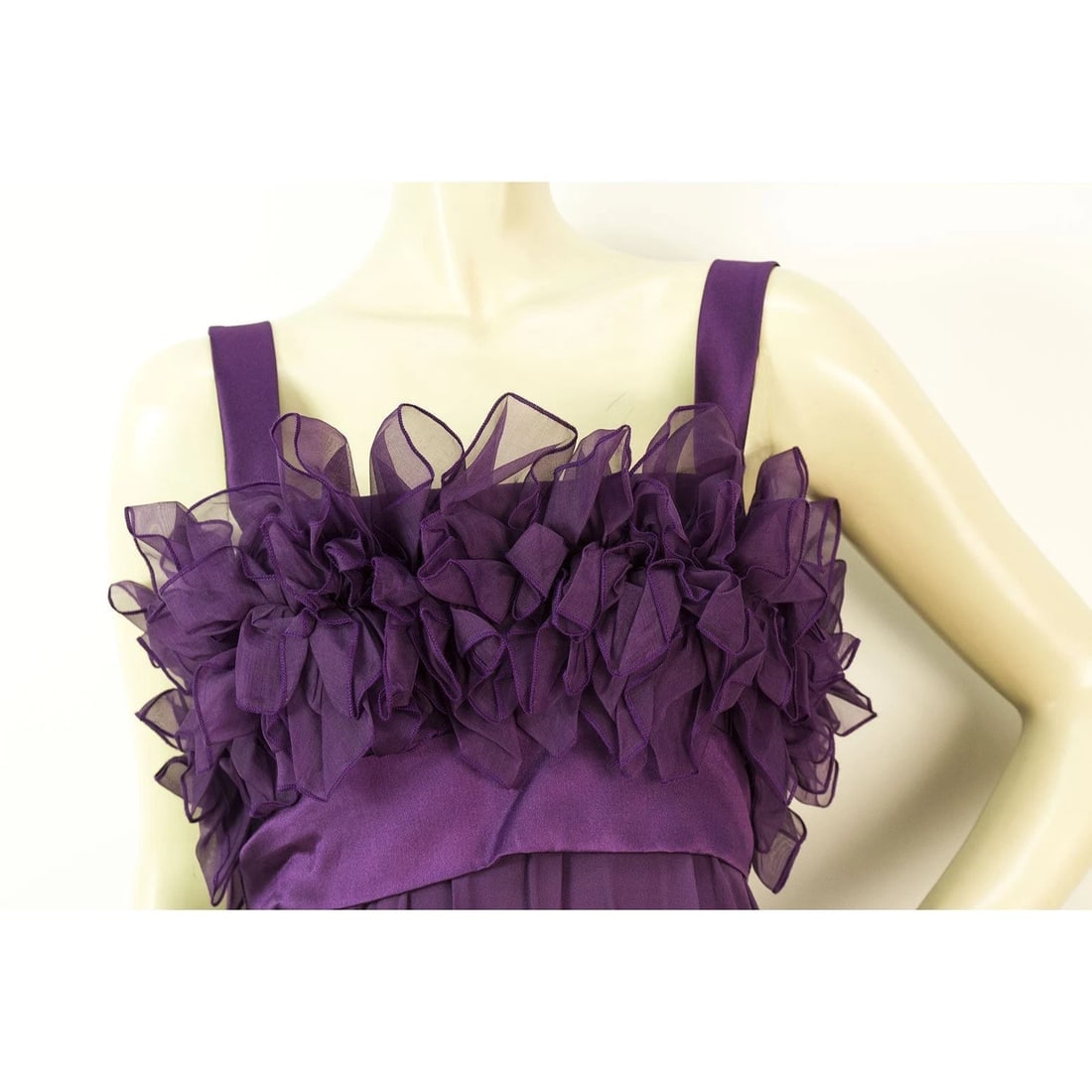 Elie Saab New Purple Silk Ruffled Knee Length Cocktail Evening dress sz 44 - 2