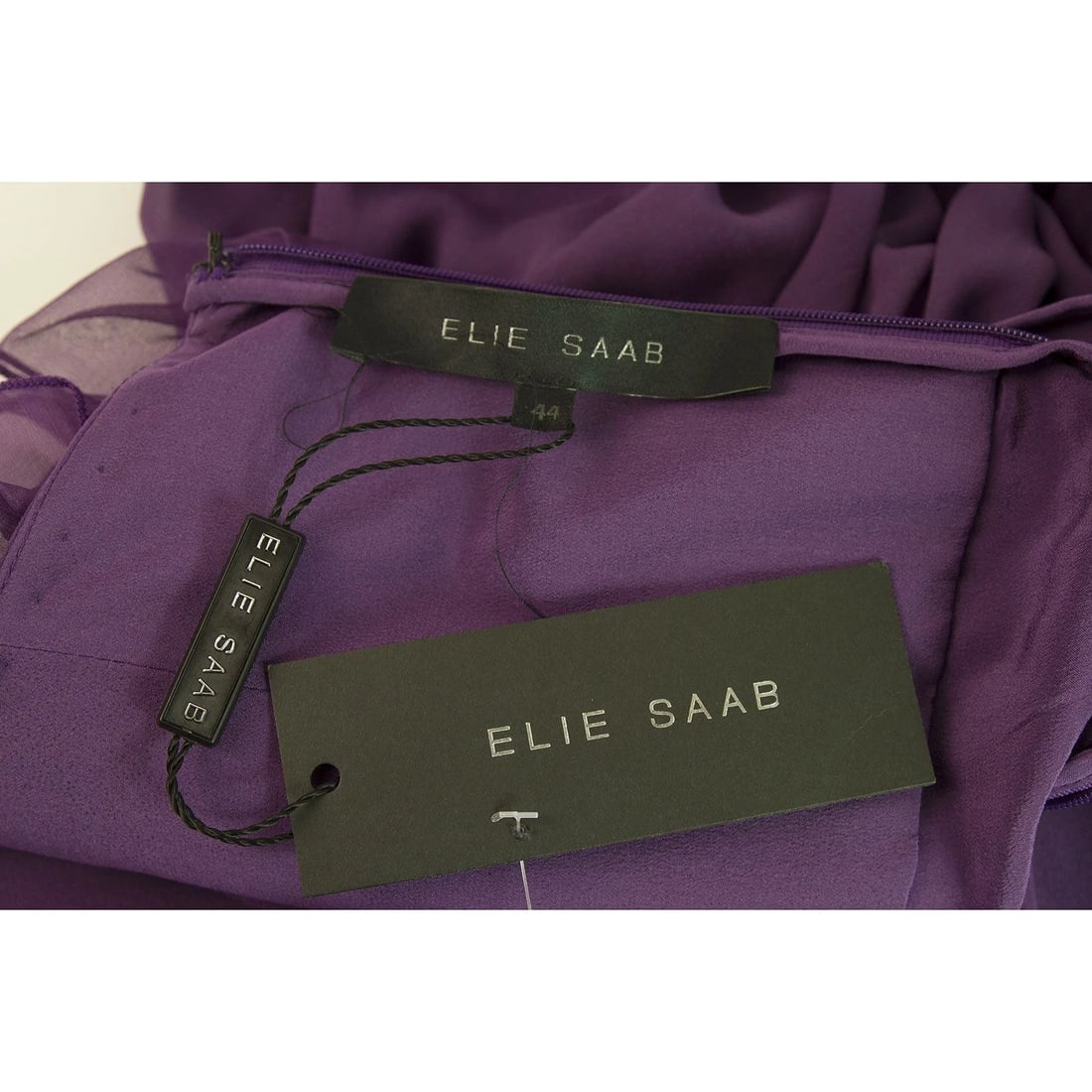 Elie Saab New Purple Silk Ruffled Knee Length Cocktail Evening dress sz 44 - 5