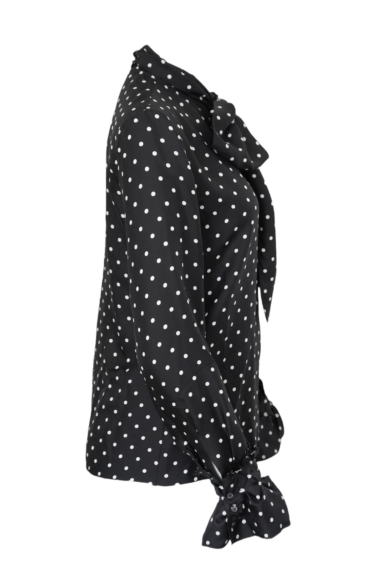 LOEWE Silk Polka-dot Long Sleeve Top - 10
