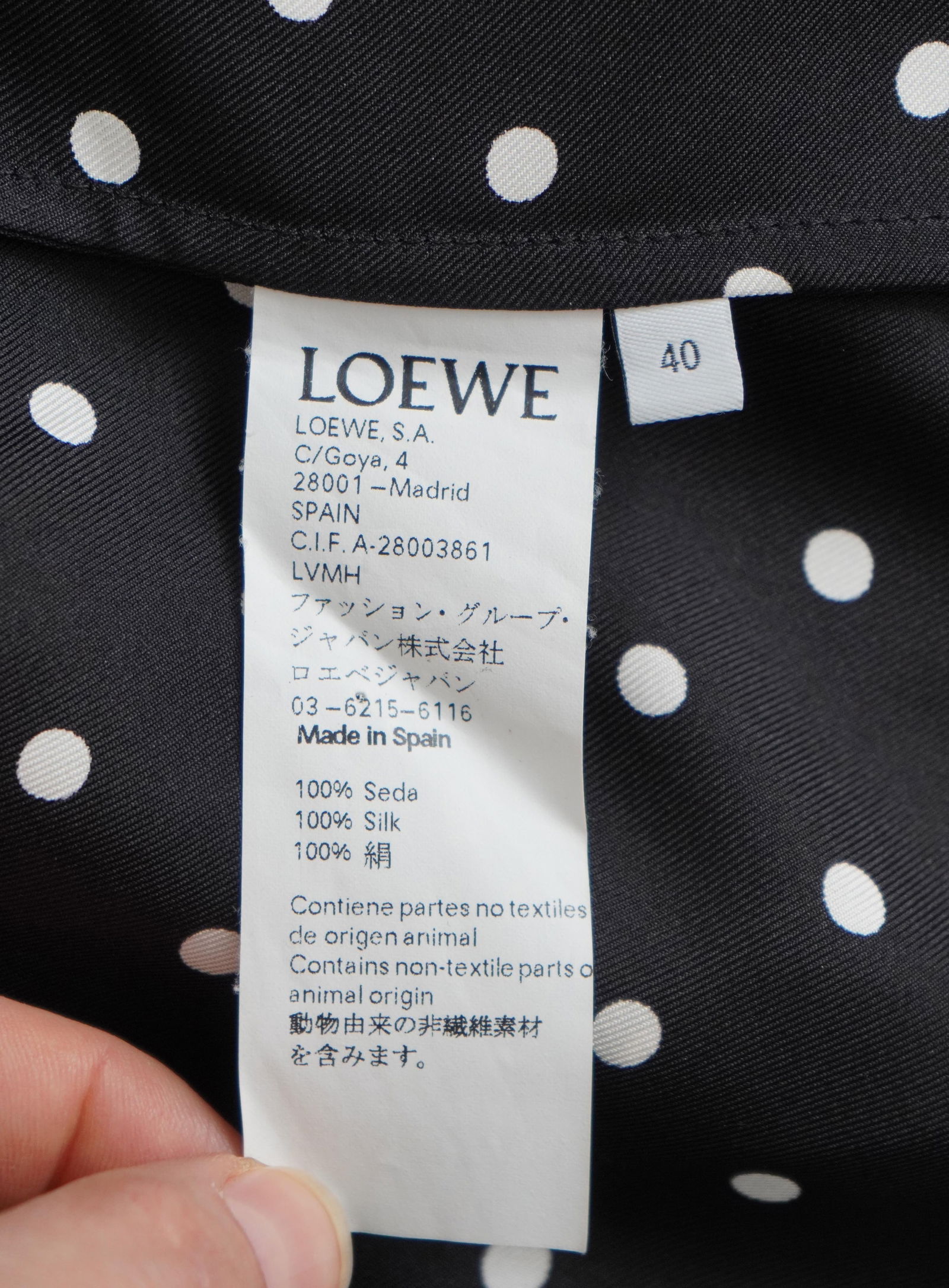 LOEWE Silk Polka-dot Long Sleeve Top - 16