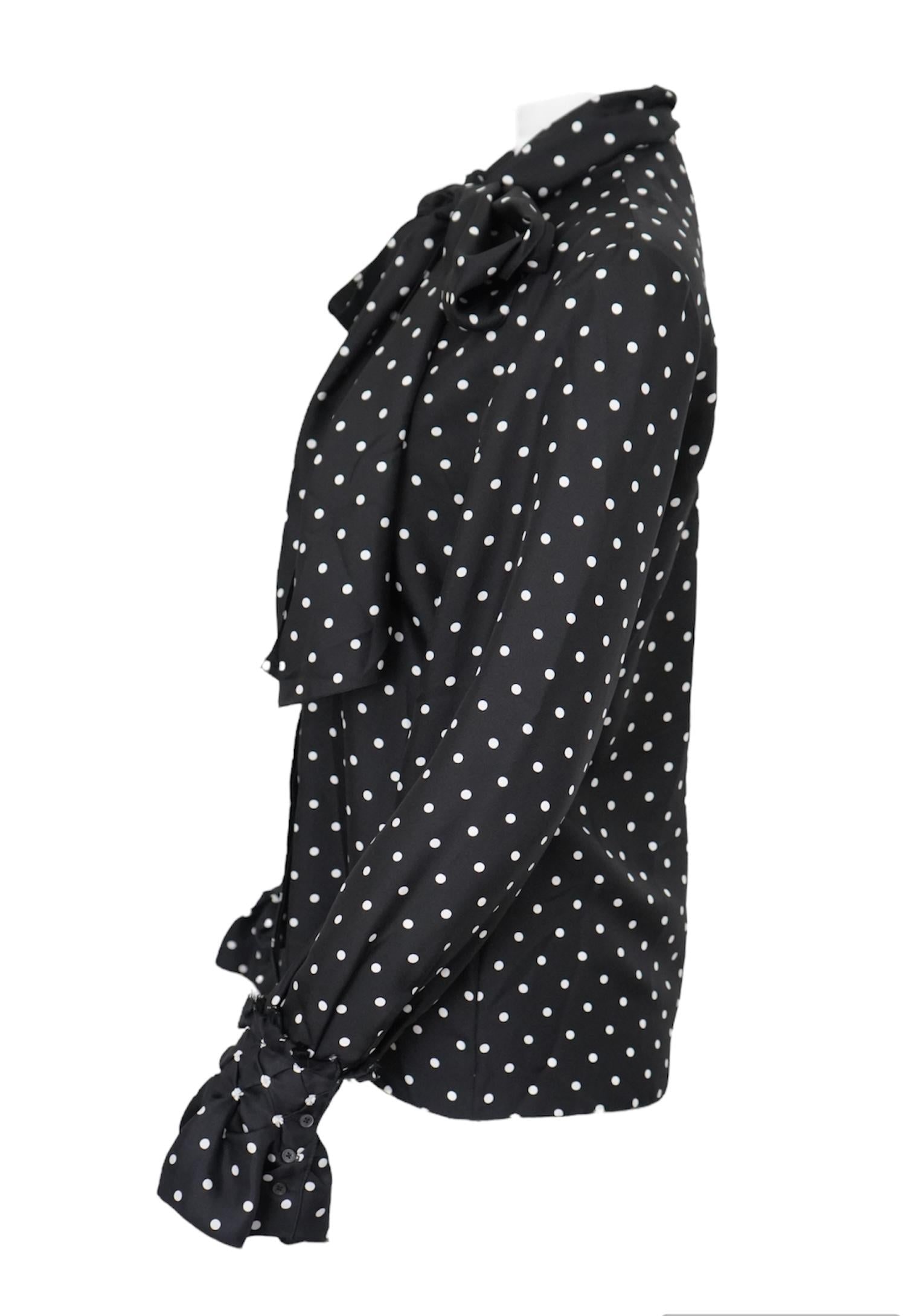 LOEWE Silk Polka-dot Long Sleeve Top - 8