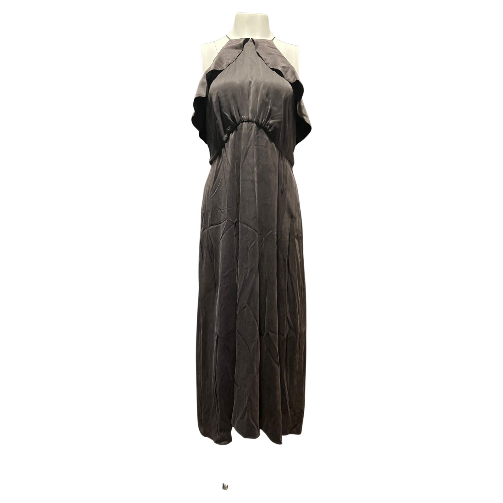 Zimmermann Brown Silk Maxi Dress, Size 3: Spaghetti straps Sleeveless style Floor length Ruffled detail Reserve: $760.00 Shipping:Domestic: Flat-rate of $85.99 to anywhere within the contiguous U.S.International: Foreign shipping