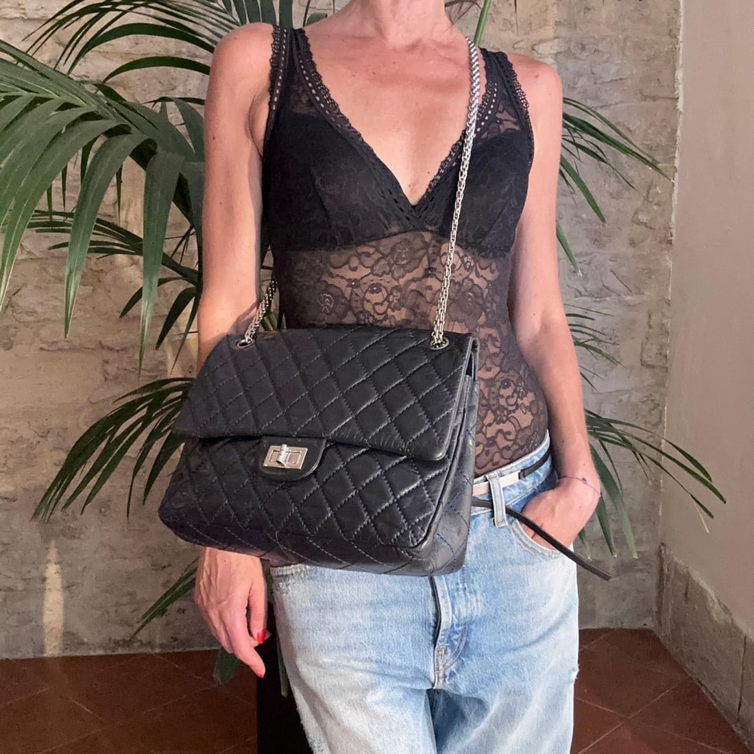 CHANEL Reissue 2.55 Bag, Size 30, Navy Blue Leather with Silver Hardware - 2