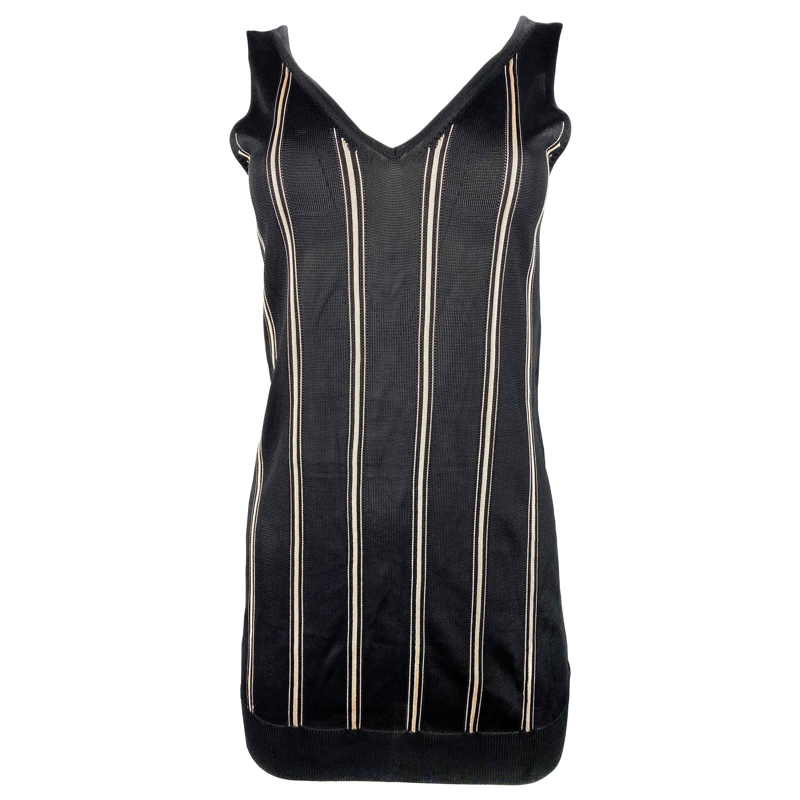 Lanvin Paris Black and White Striped Knit Sleeveles Top: Product details: Featuring black Vneck vest styled top with ivory/ cream horizontal striped pattern. Made in Italy. Reserve: $552.00 Shipping:Domestic: Flat-rate of $85.99 to anywhere