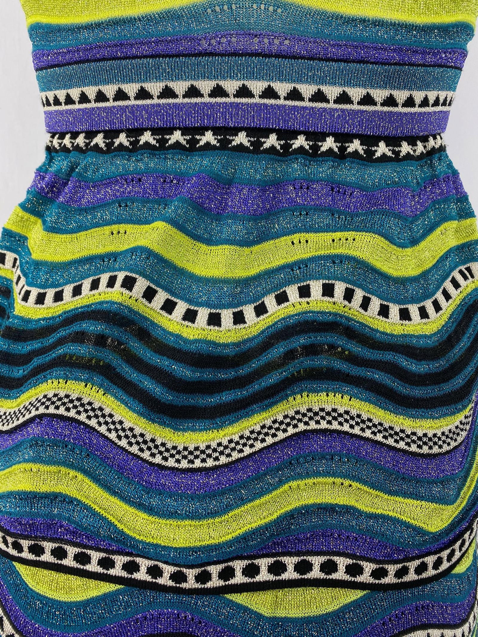 Vintage M MIssoni Multicolor Striped Knit Top and Skirt Set - 10