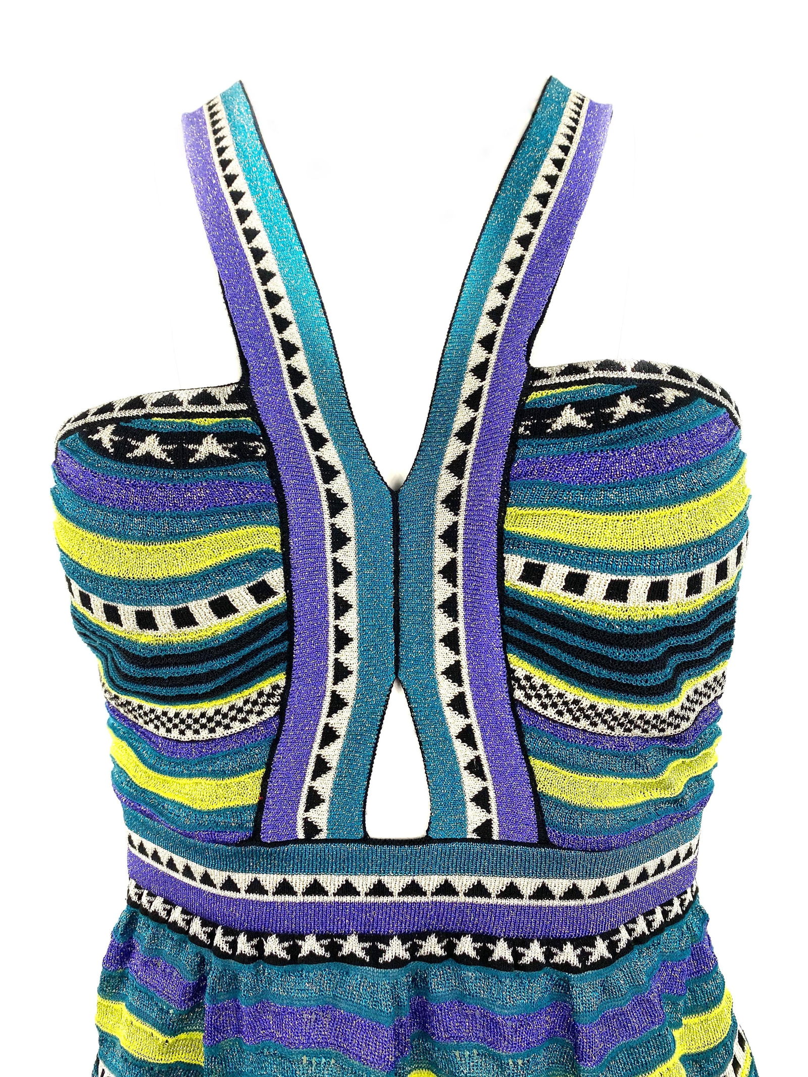 Vintage M MIssoni Multicolor Striped Knit Top and Skirt Set - 13