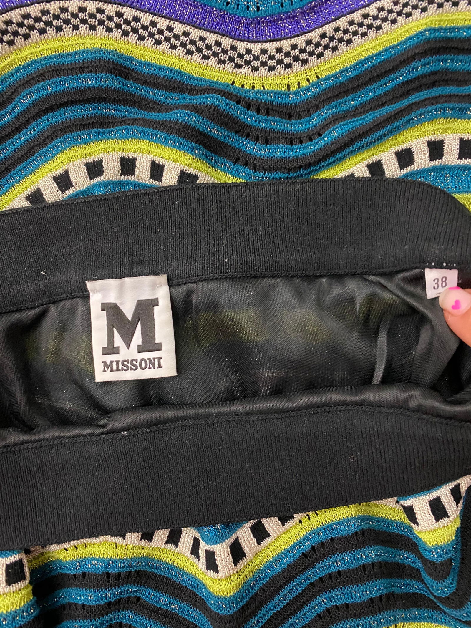 Vintage M MIssoni Multicolor Striped Knit Top and Skirt Set - 18