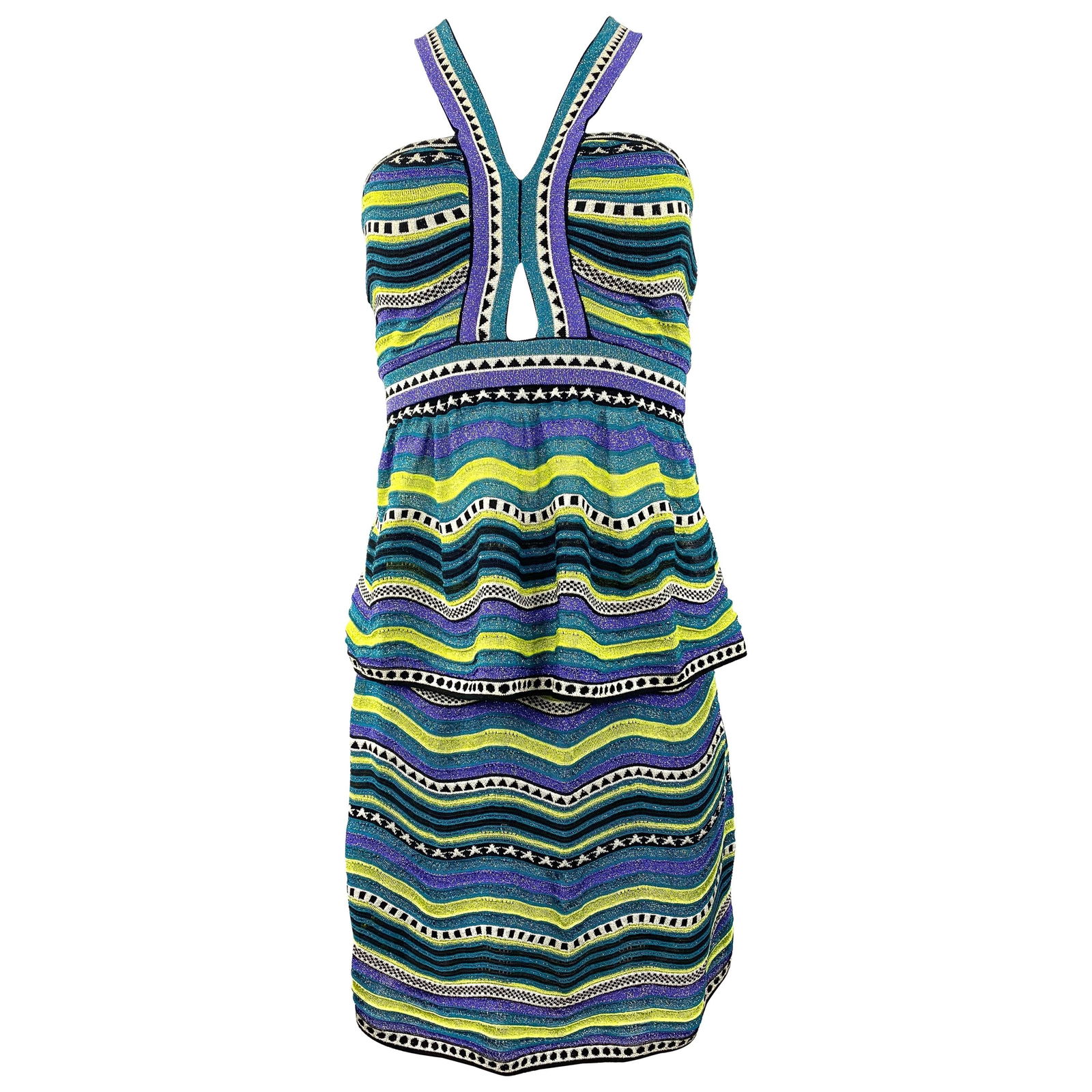 Vintage M MIssoni Multicolor Striped Knit Top and Skirt Set - 7