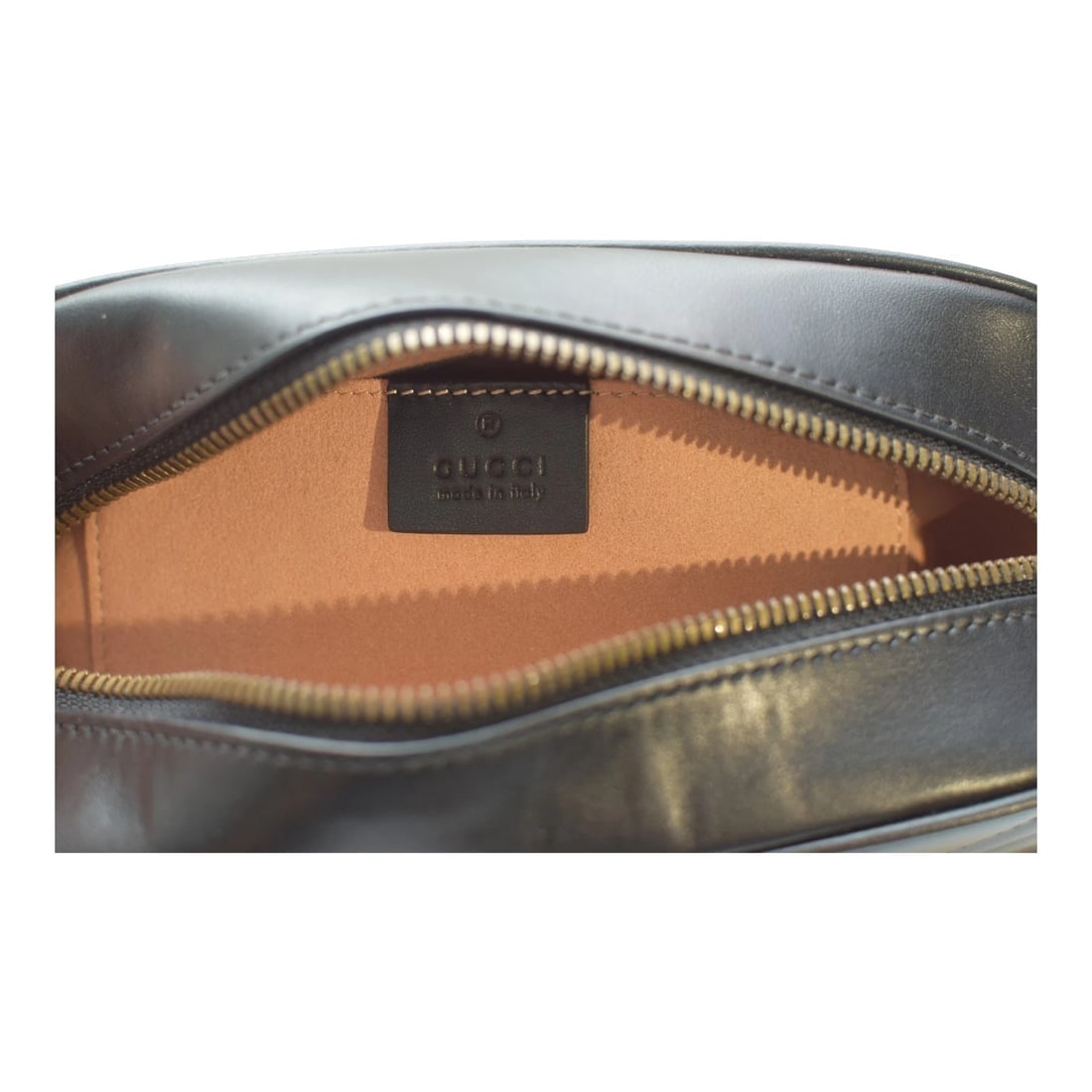 GG Marmont small camera bag in black quilted leather with brass hardware - 16