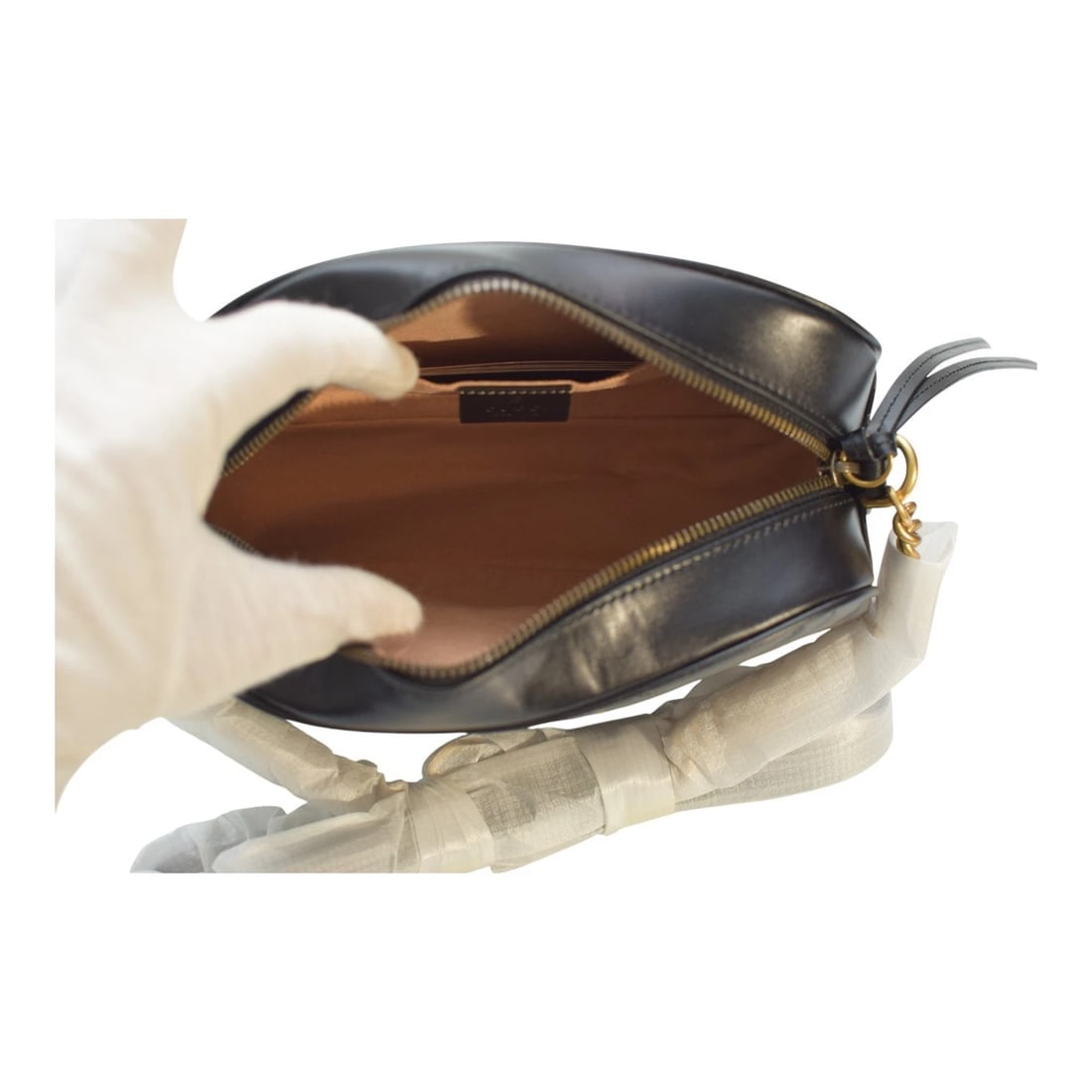 GG Marmont small camera bag in black quilted leather with brass hardware - 19