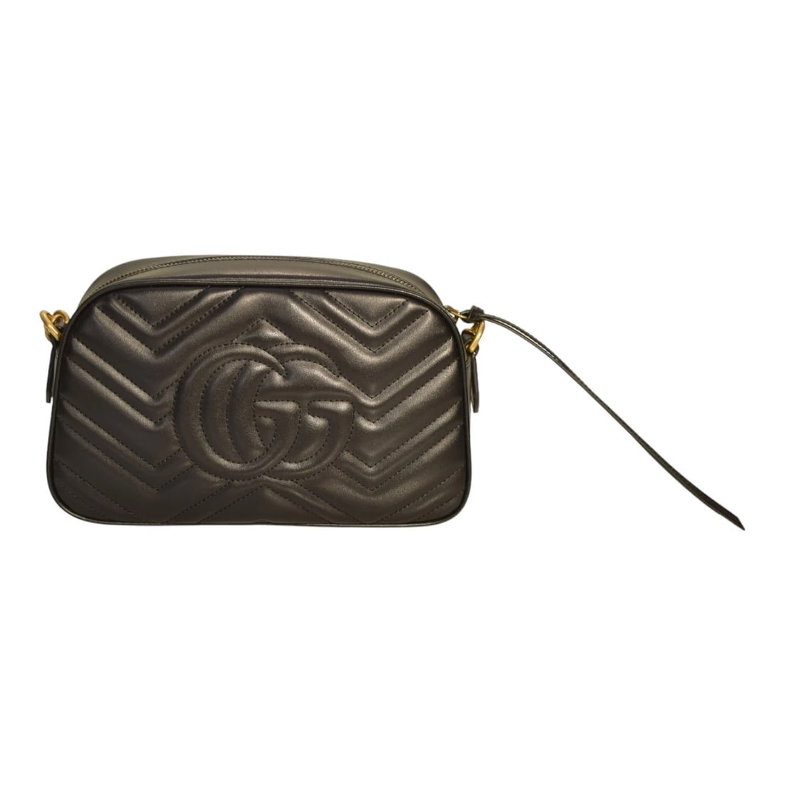 GG Marmont small camera bag in black quilted leather with brass hardware - 3