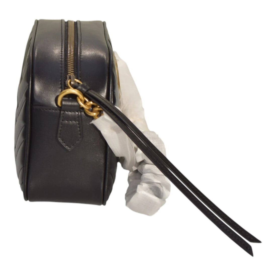 GG Marmont small camera bag in black quilted leather with brass hardware - 4